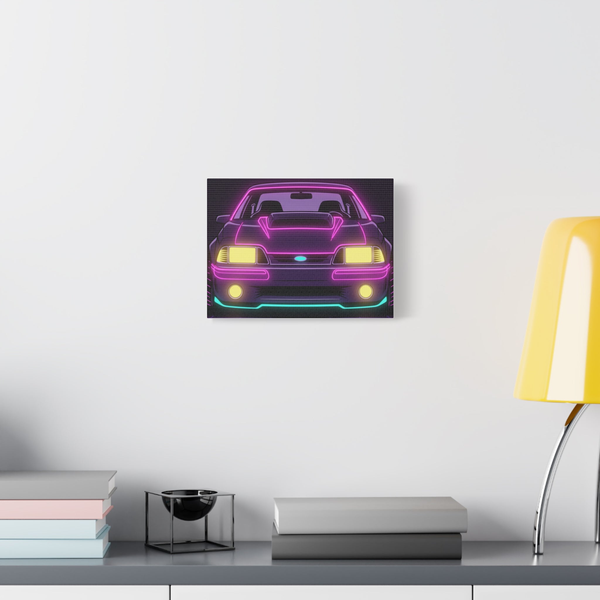 Ford Mustang Fox Body GT Neon Synthwave Canvas Wall Art