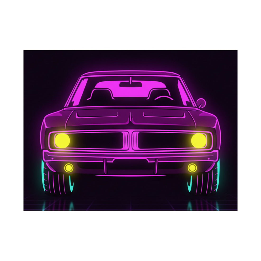 Dodge Charger R/T (1968-70) Resto-Mod Neon Synthwave Poster
