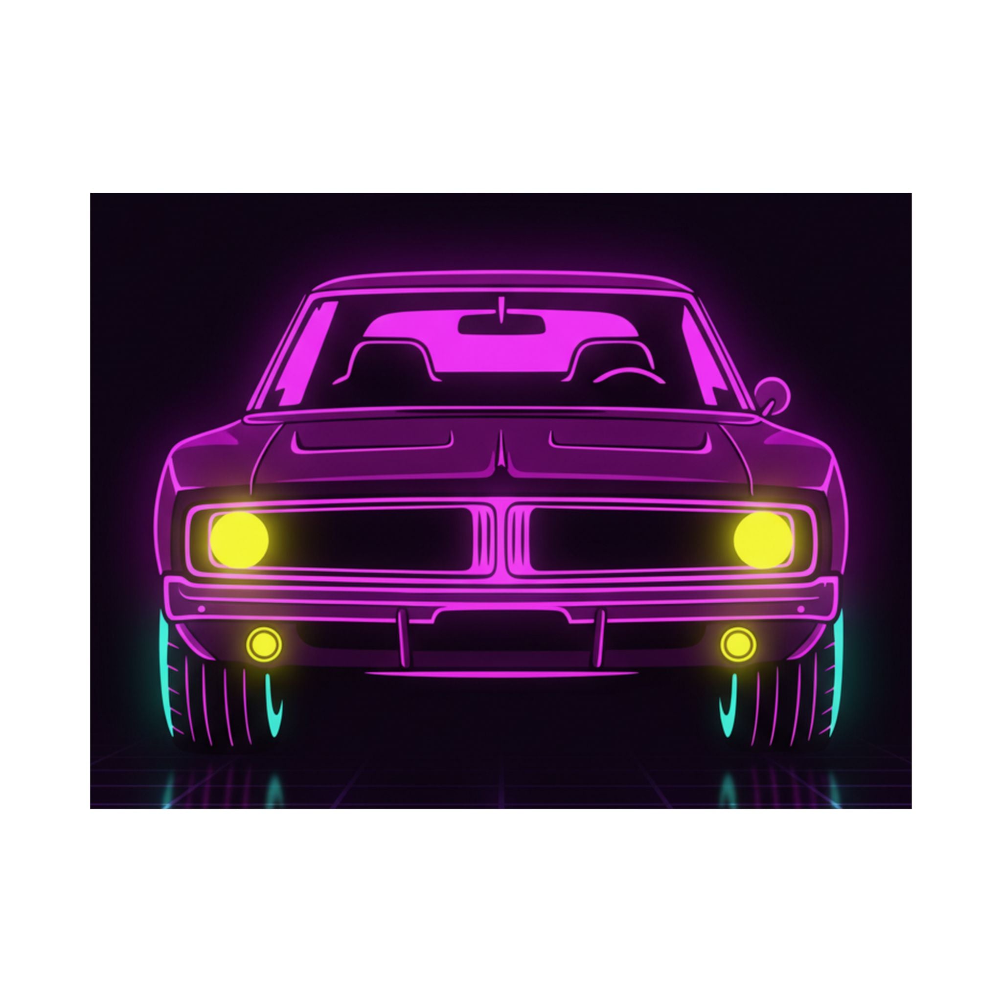 Dodge Charger R/T (1968-70) Resto-Mod Neon Synthwave Poster