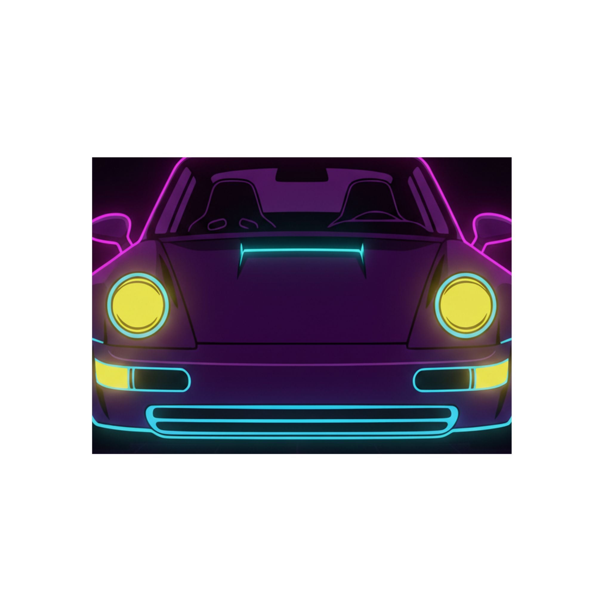 Porsche 964 Singer Neon Synthwave Metal Wall Sign