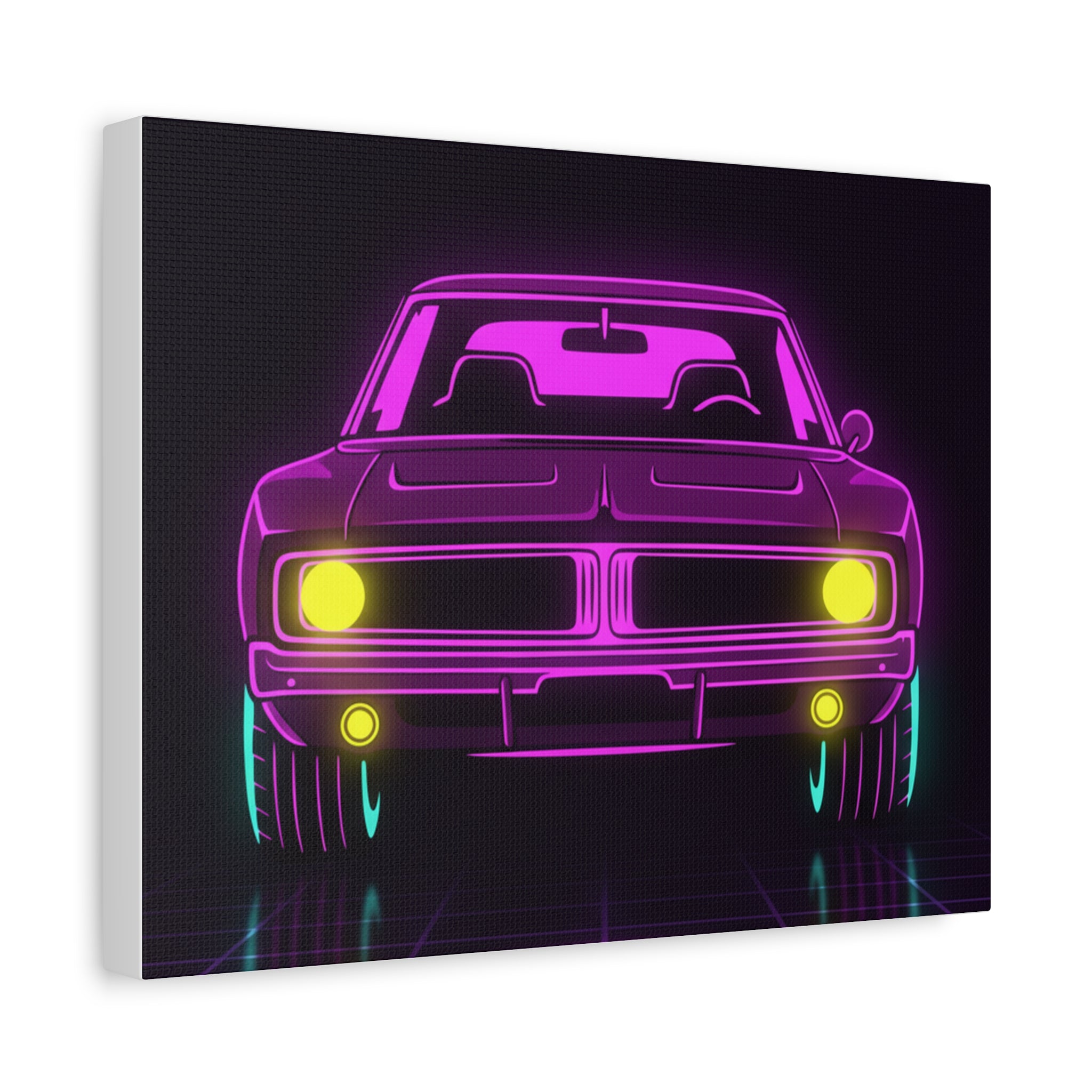 Dodge Charger R/T (1968-70) Resto-Mod Neon Synthwave Canvas Wall Art