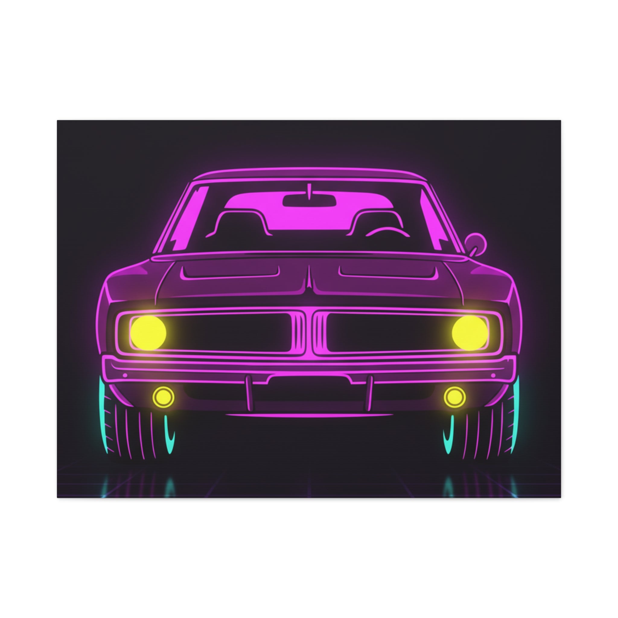 Dodge Charger R/T (1968-70) Resto-Mod Neon Synthwave Canvas Wall Art