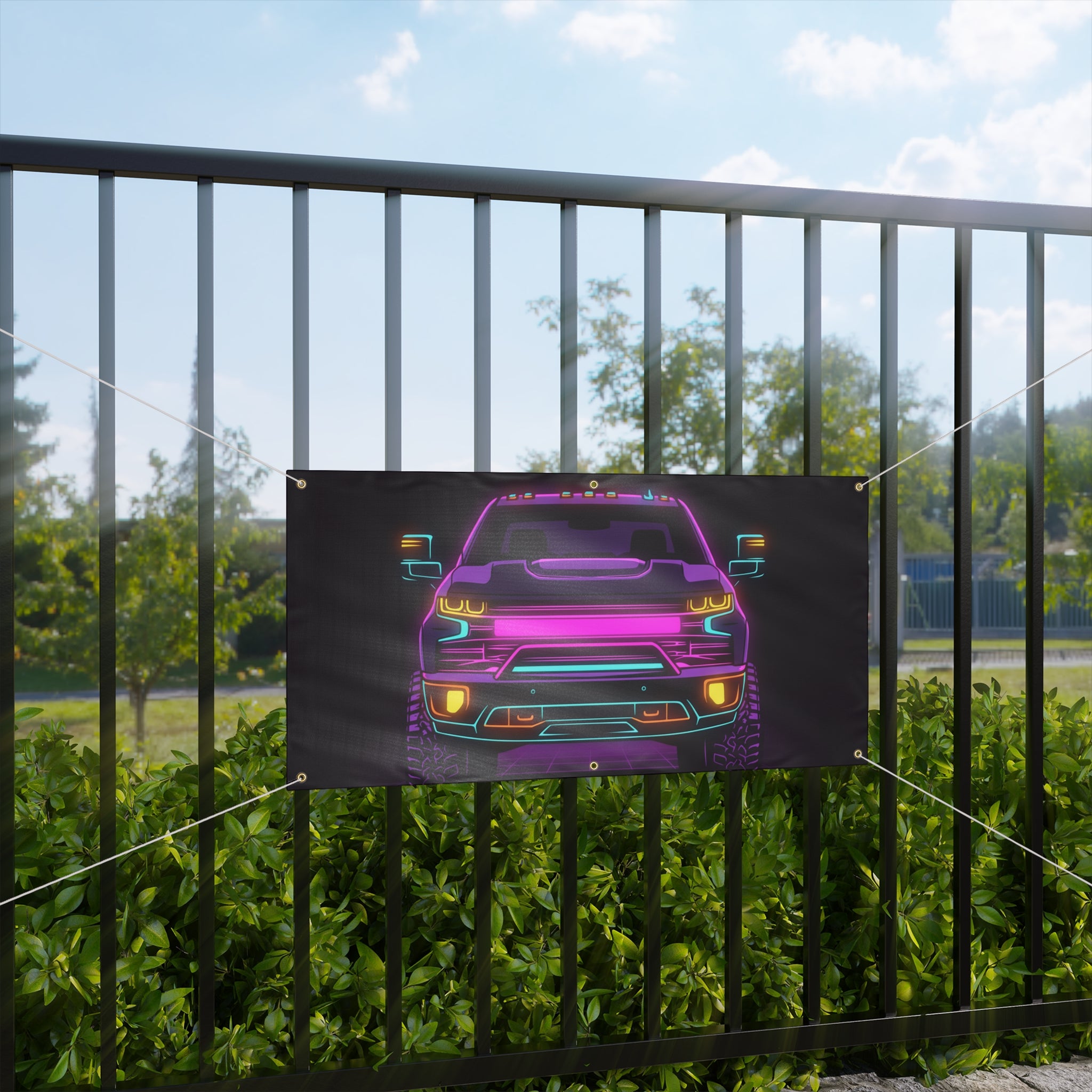 Chevy Silverado Trail Boss (2019+) Neon Synthwave Banner