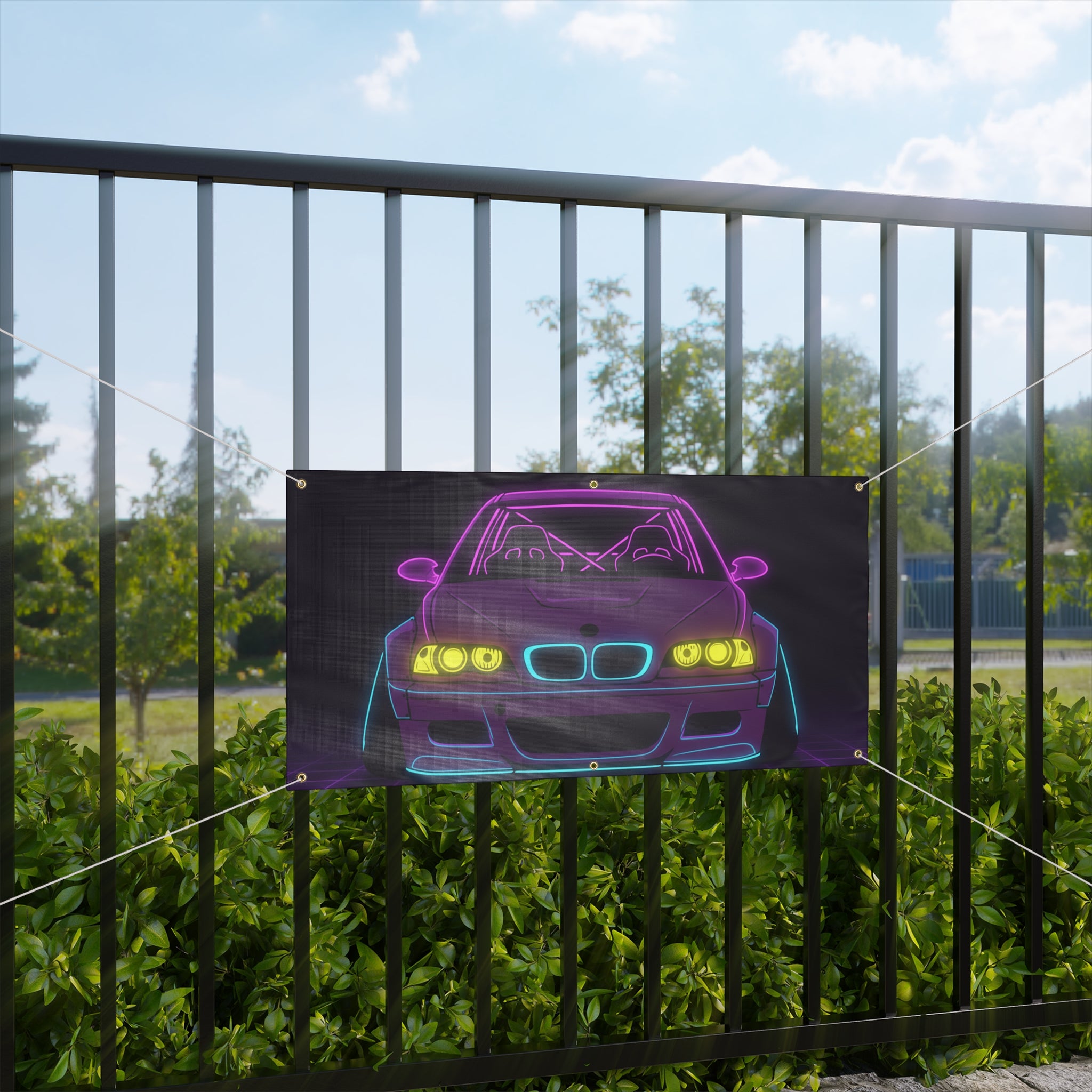 BMW E46 M3 (2000-06) Neon Synthwave Banner