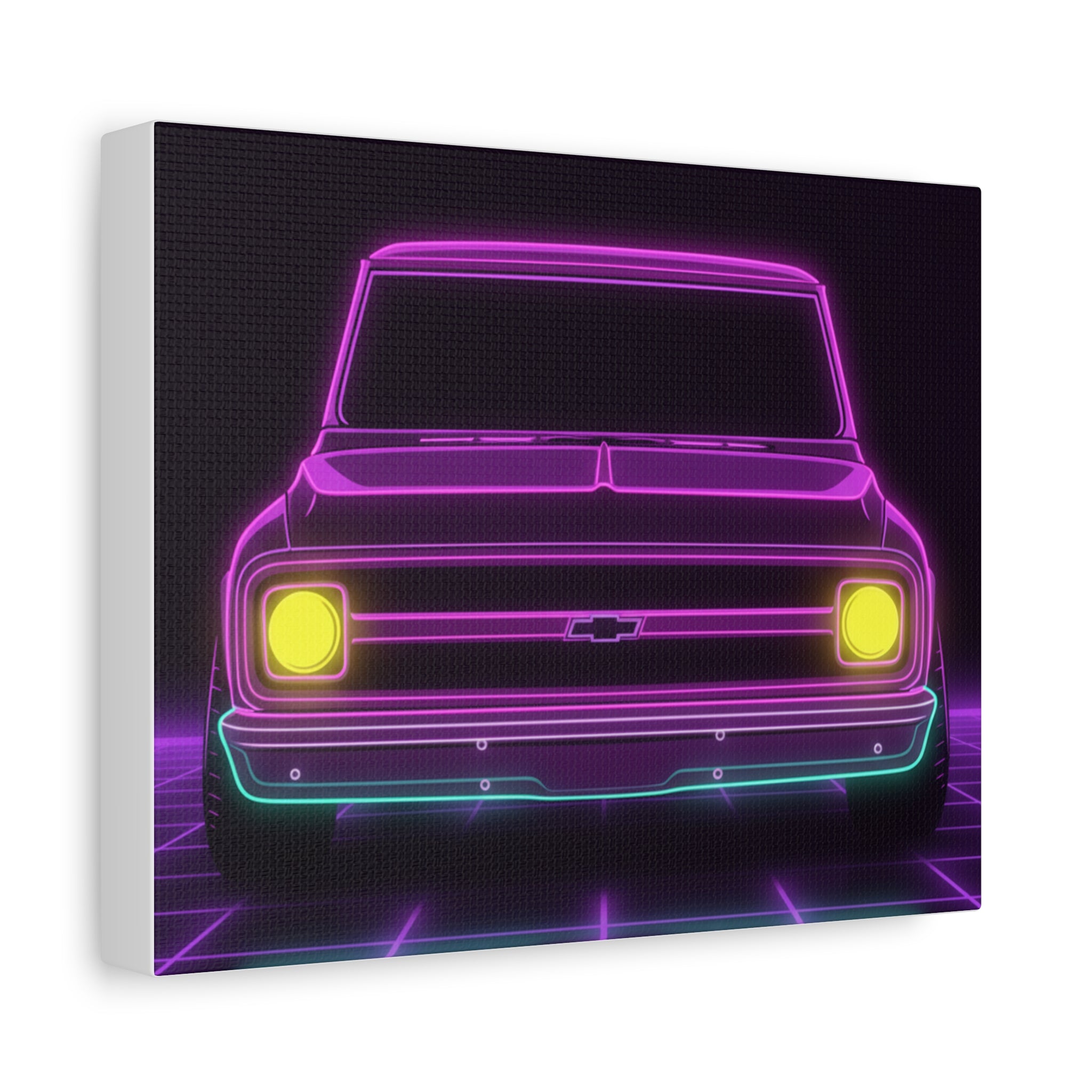 Chevy C10 Pickup (1967-72) Pro-Touring Neon Synthwave Canvas Wall Art