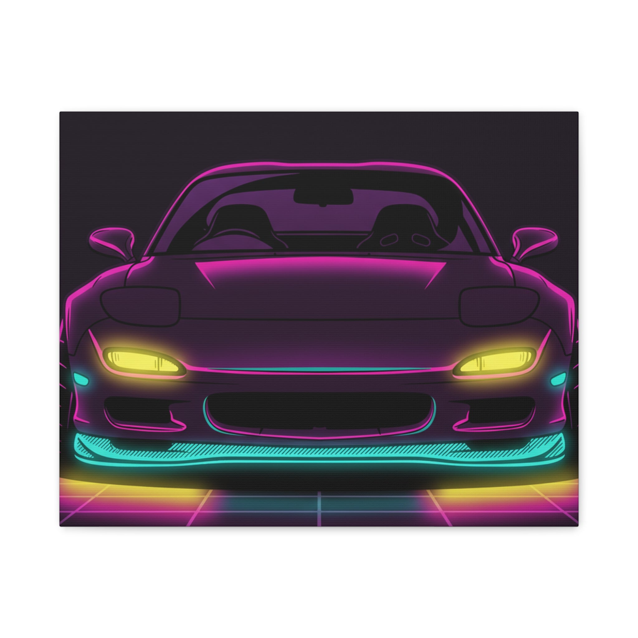 Mazda RX-7 FD Neon Synthwave Canvas Wall Art