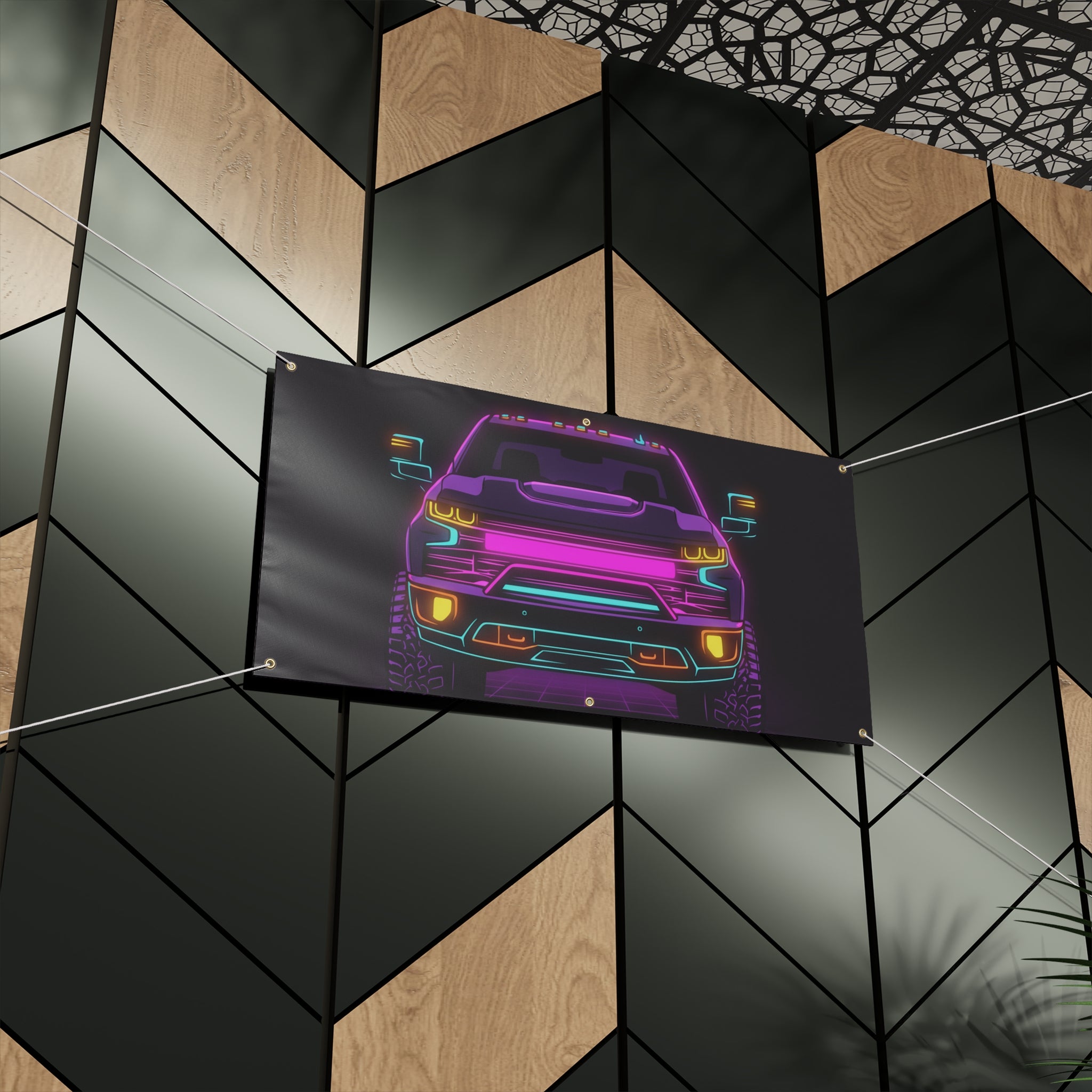 Chevy Silverado Trail Boss (2019+) Neon Synthwave Banner