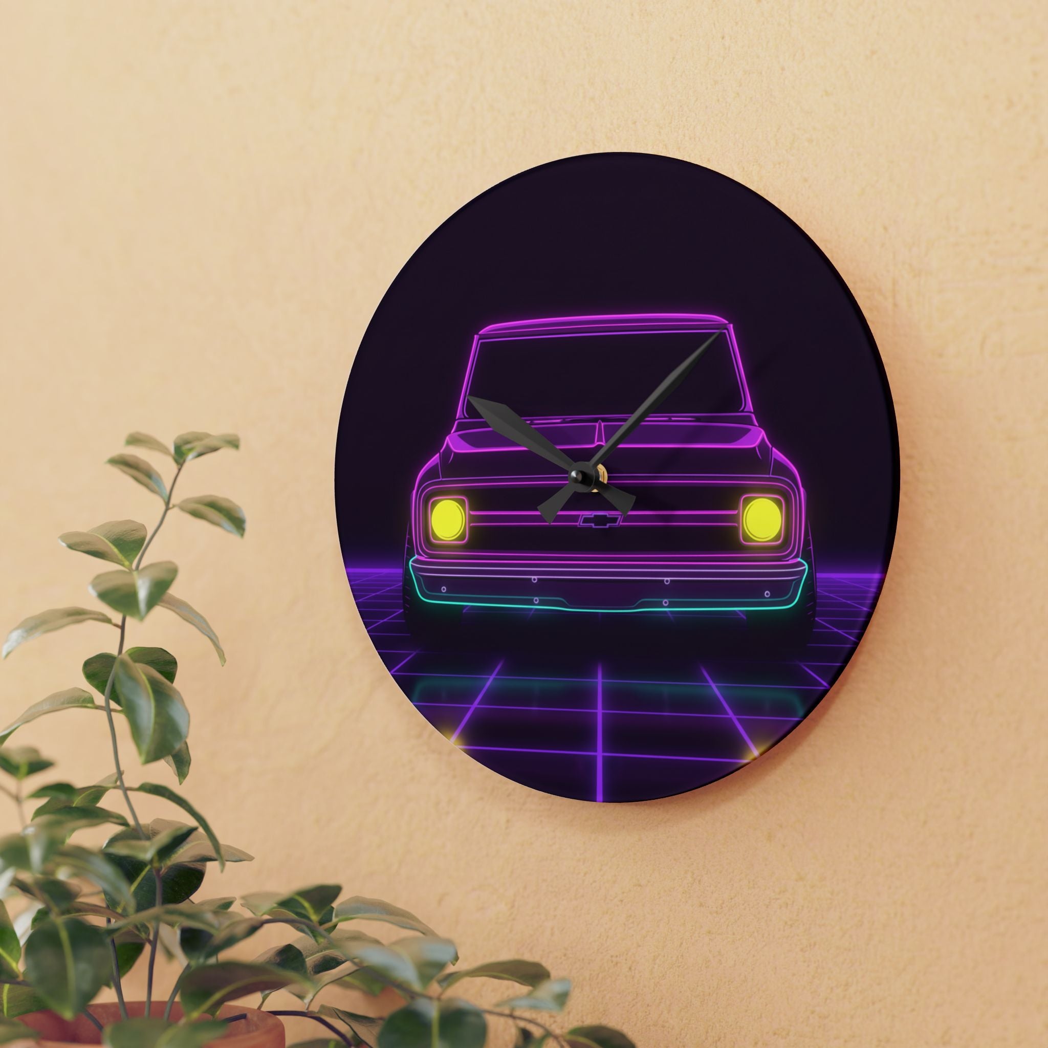 Chevy C10 Pickup (1967-72) Pro-Touring Neon Synthwave Wall Clock