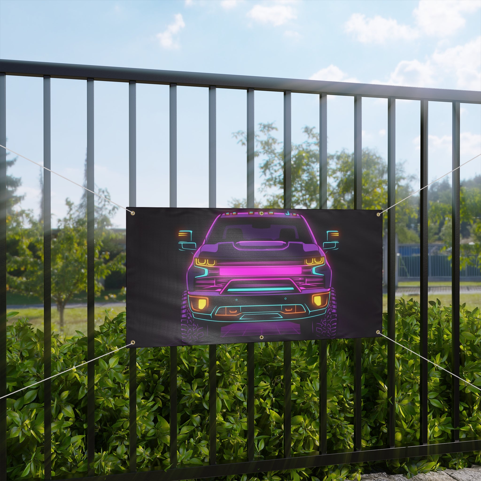 Chevy Silverado Trail Boss (2019+) Neon Synthwave Banner