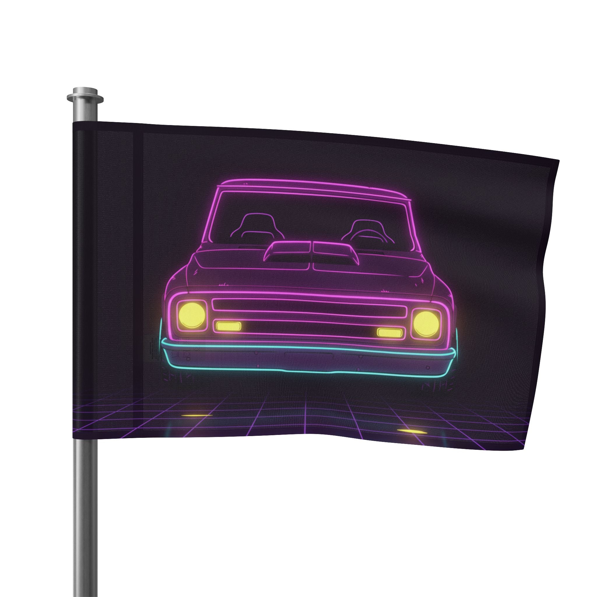 Chevy C10 Pickup (1967-72) Neon Synthwave Garage Flag
