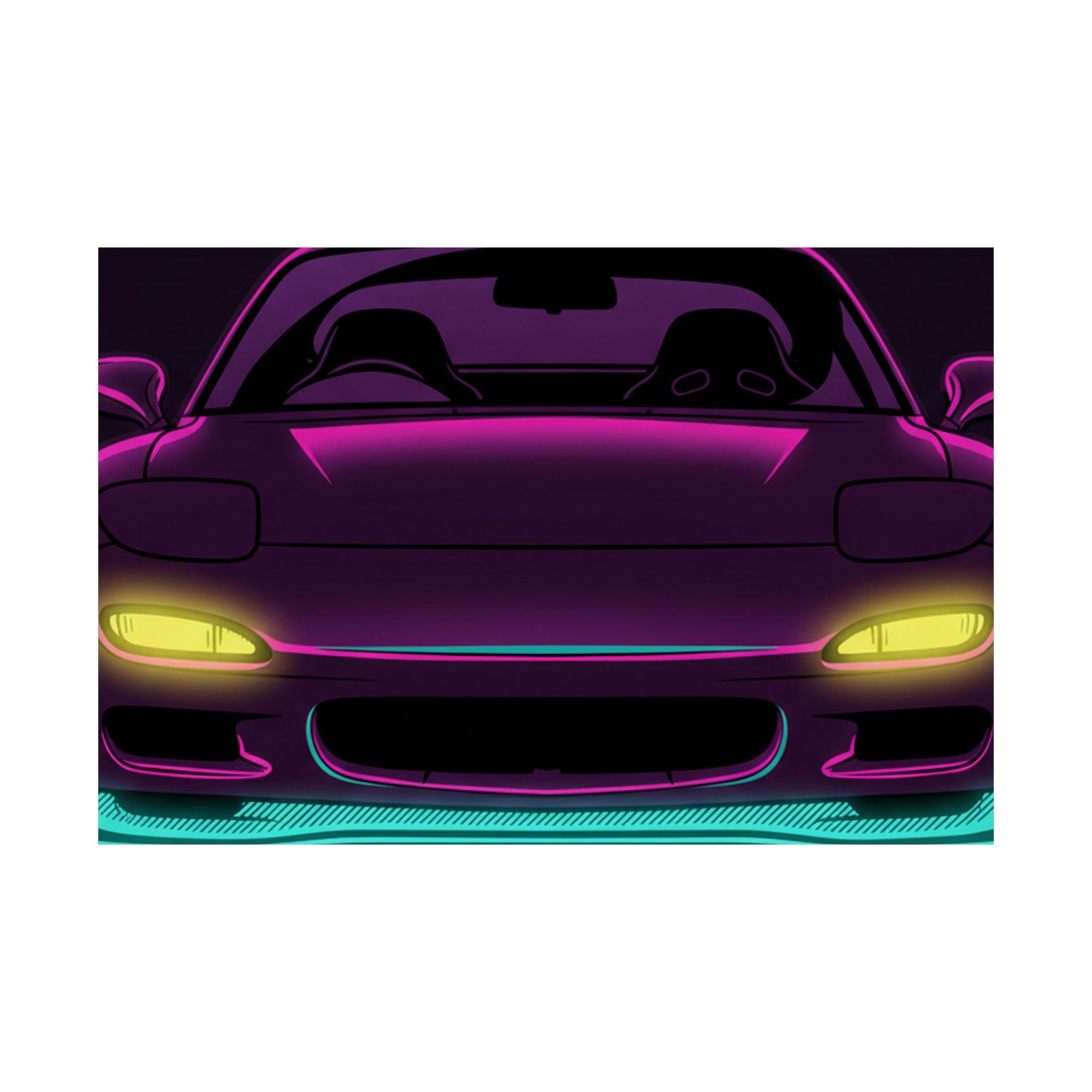 Mazda RX-7 FD Neon Synthwave Poster
