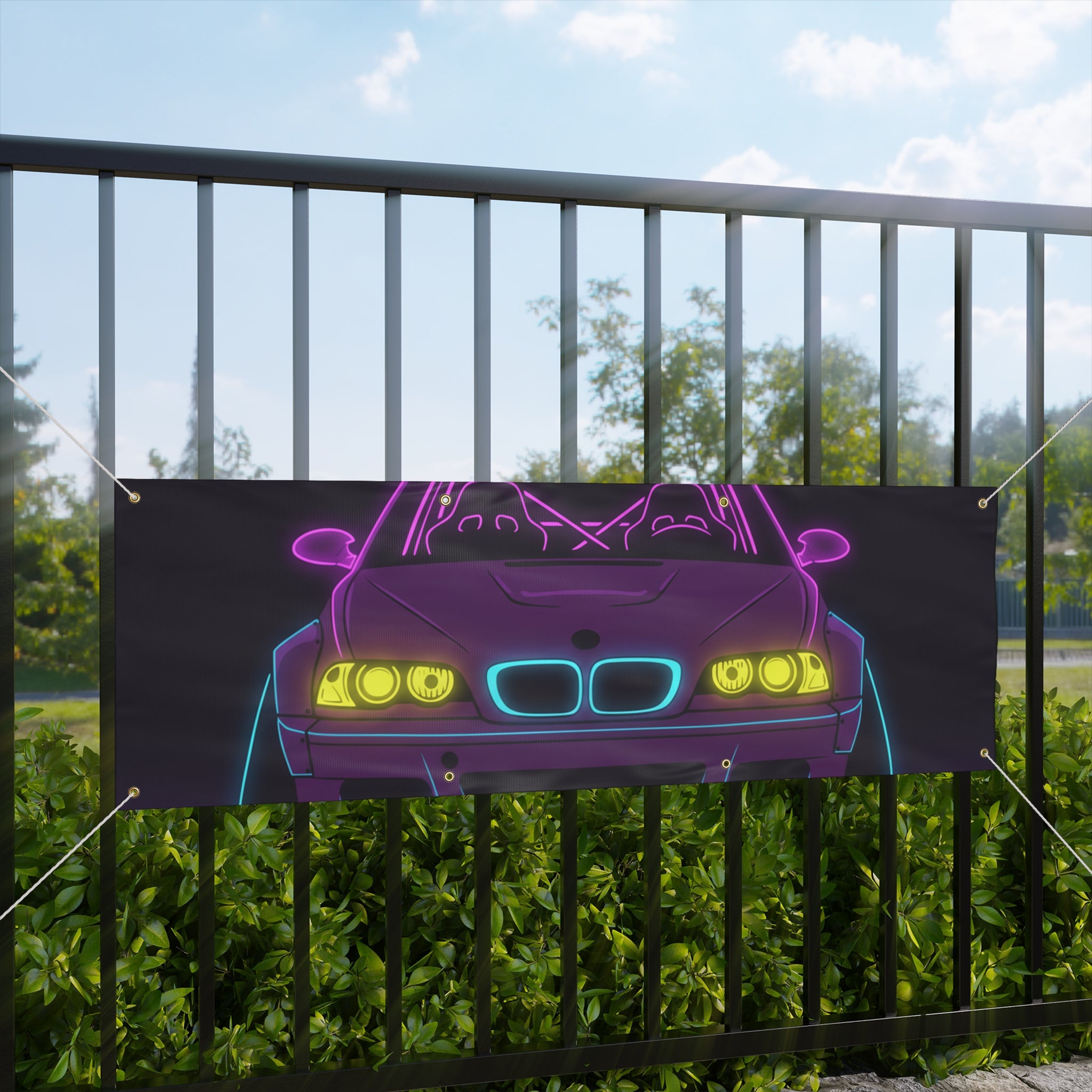 BMW E46 M3 (2000-06) Neon Synthwave Banner