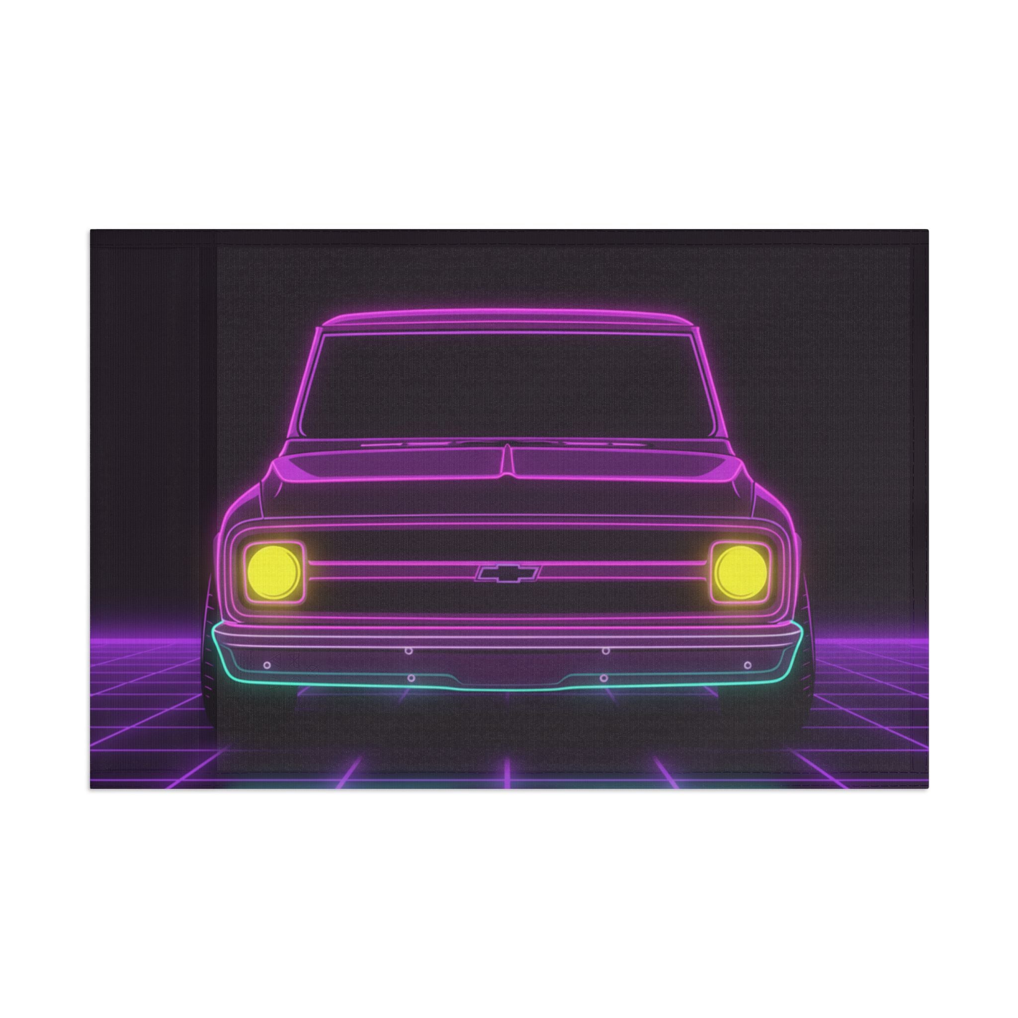 Chevy C10 Pickup (1967-72) Pro-Touring Neon Synthwave Garage Flag
