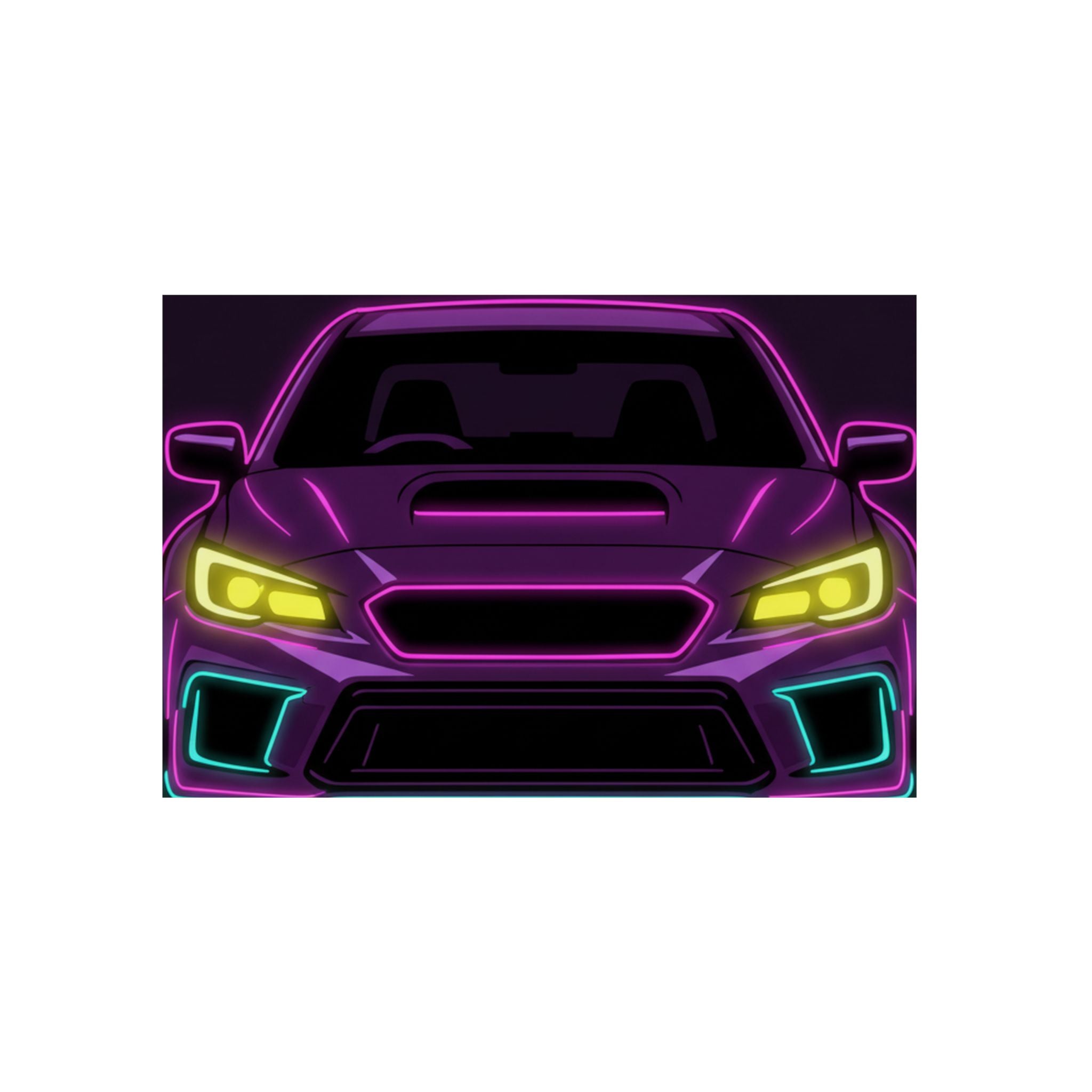 Subaru WRX STI Neon Synthwave Metal Wall Sign