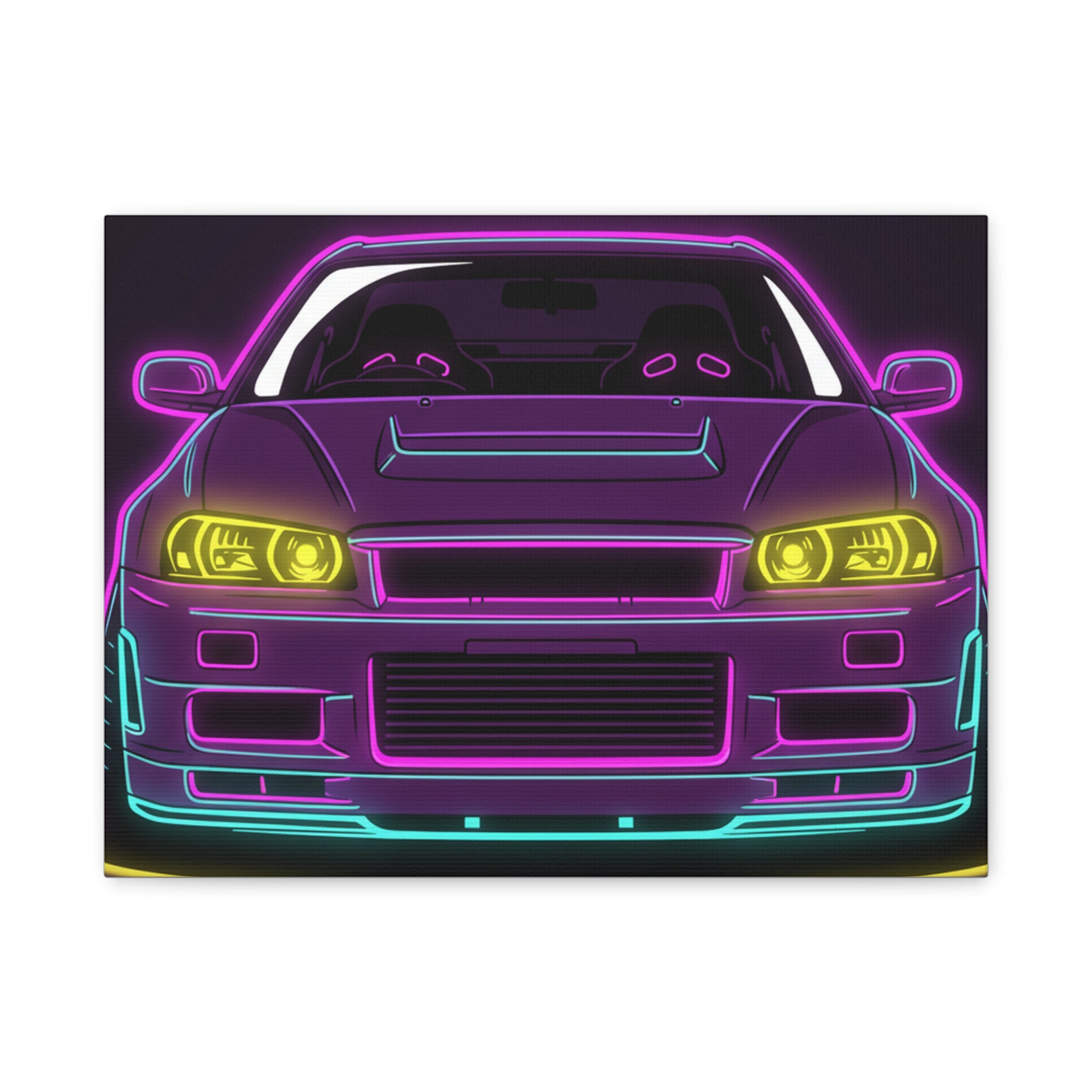Nissan GT-R Neon Synthwave Canvas Wall Art
