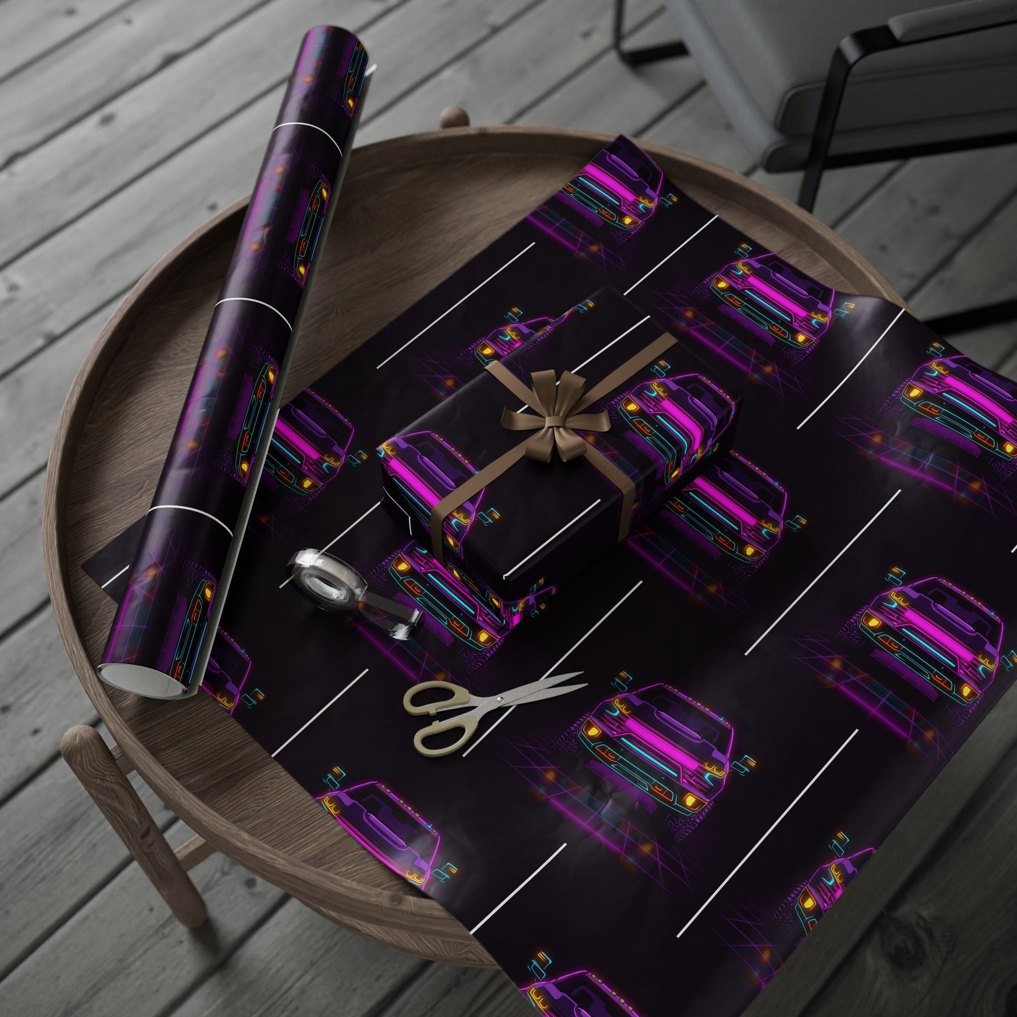 Chevy Silverado Trail Boss (2019+) Neon Synthwave Gift Wrapping Paper