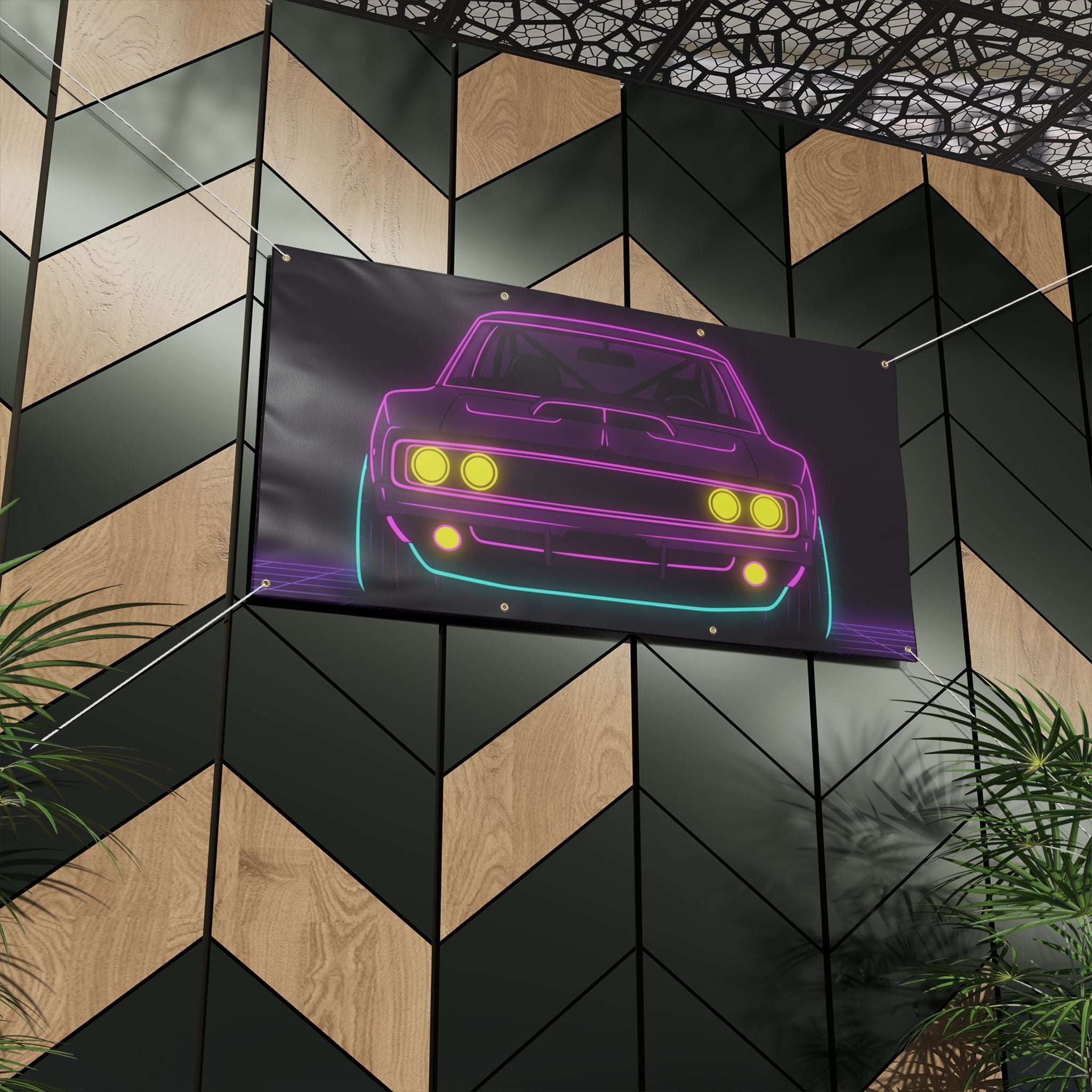Dodge Charger R/T (1968-70) Neon Synthwave Banner