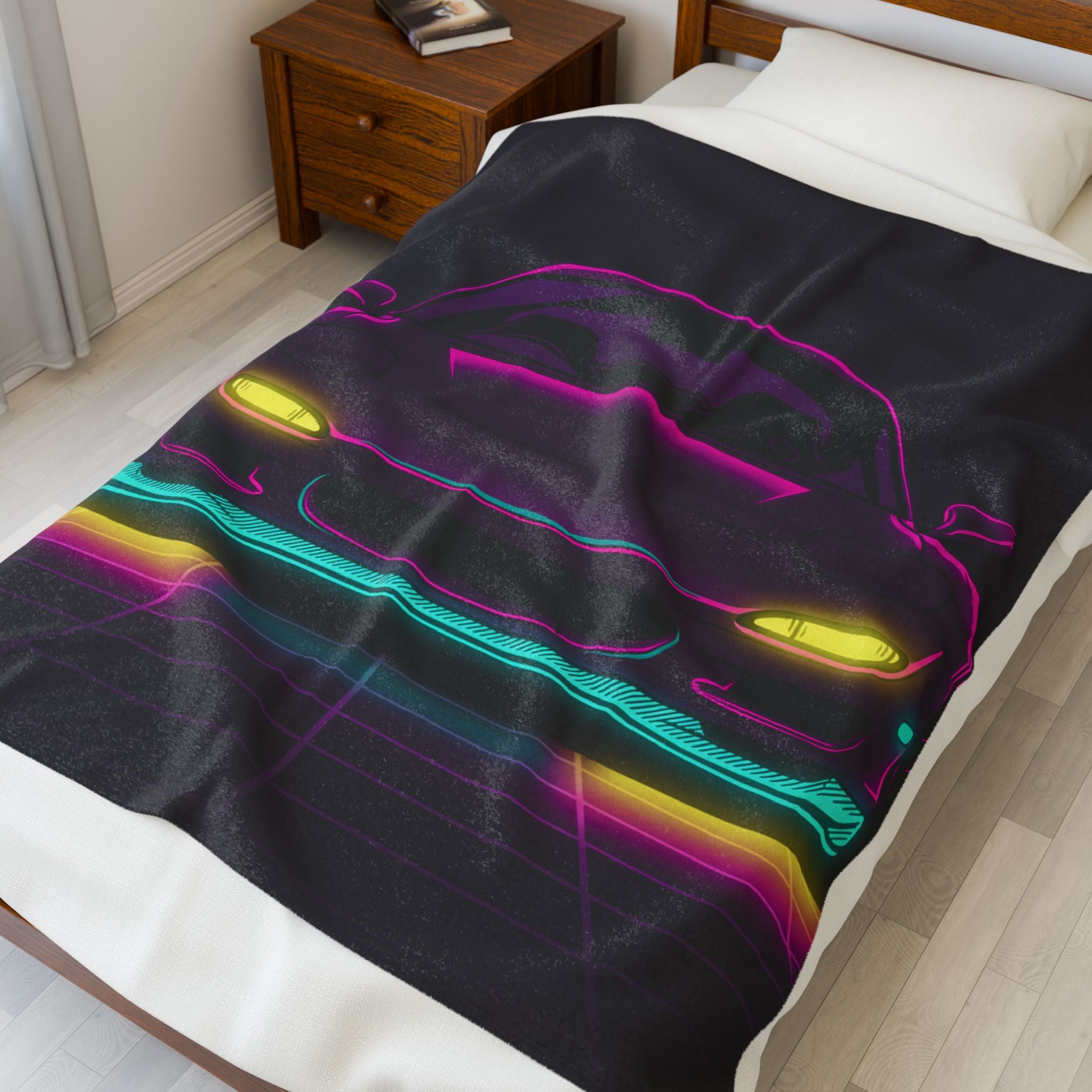 Mazda RX-7 FD Neon Synthwave Velveteen Plush Blanket