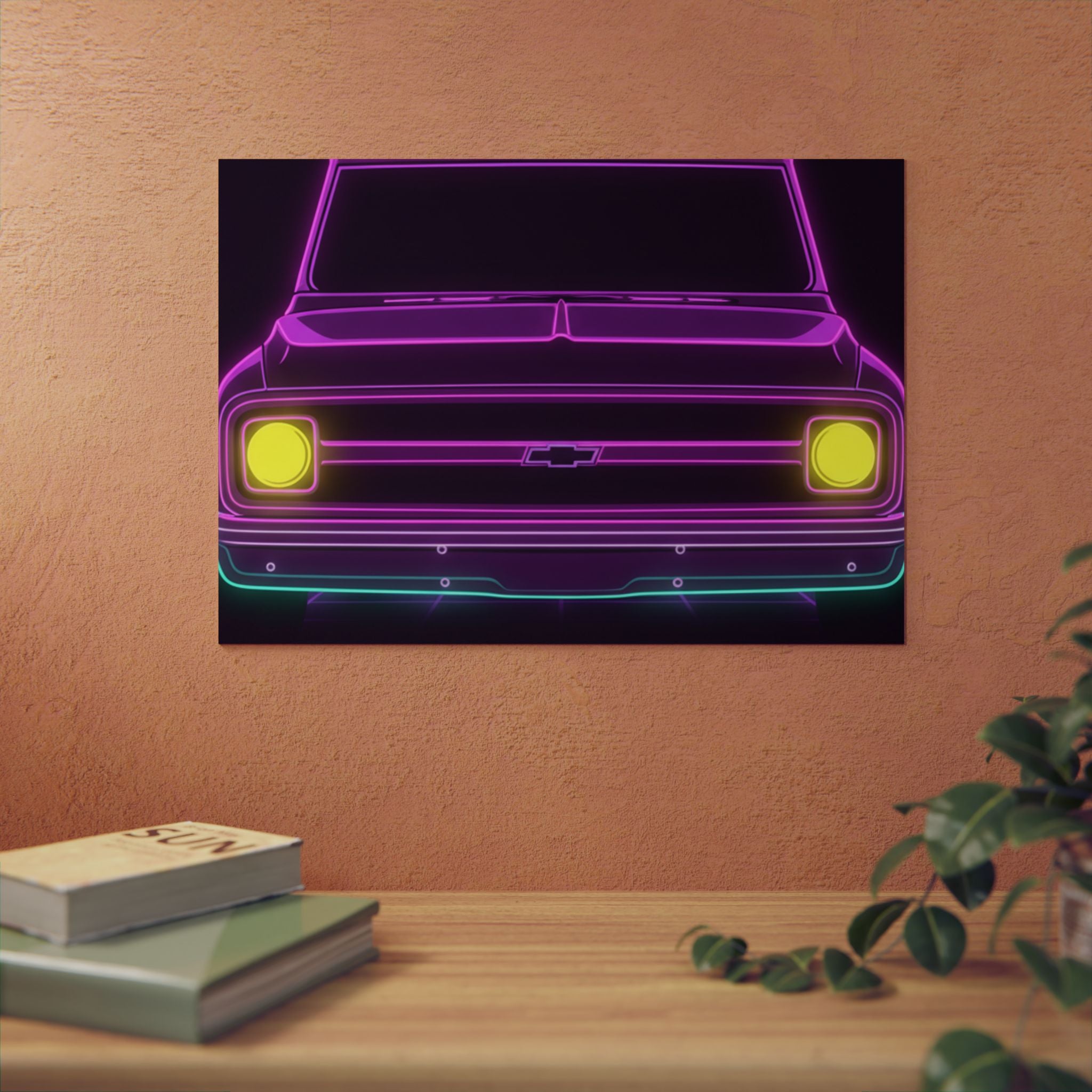 Chevy C10 Pickup (1967-72) Pro-Touring Neon Synthwave Metal Wall Sign
