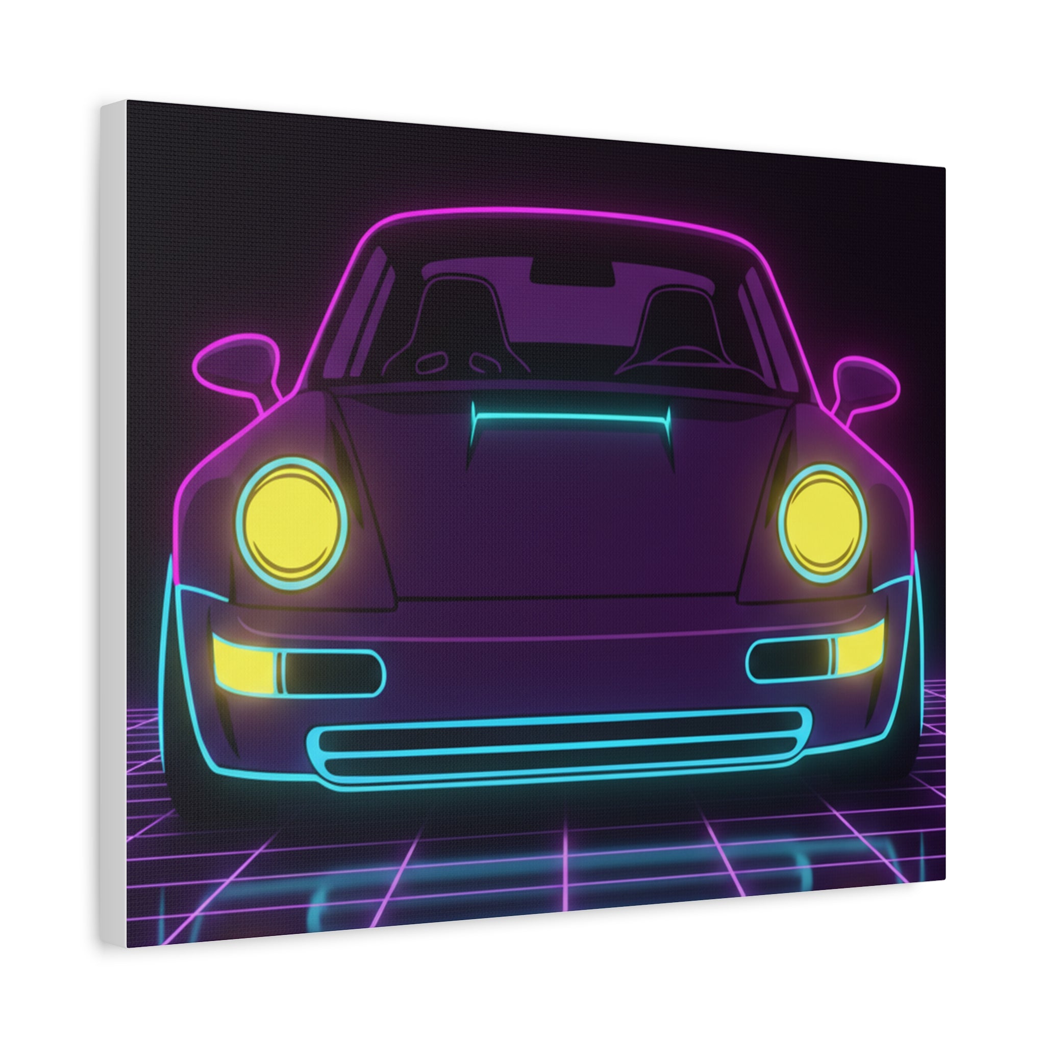 Porsche 964 Singer Neon Synthwave Canvas Wall Art