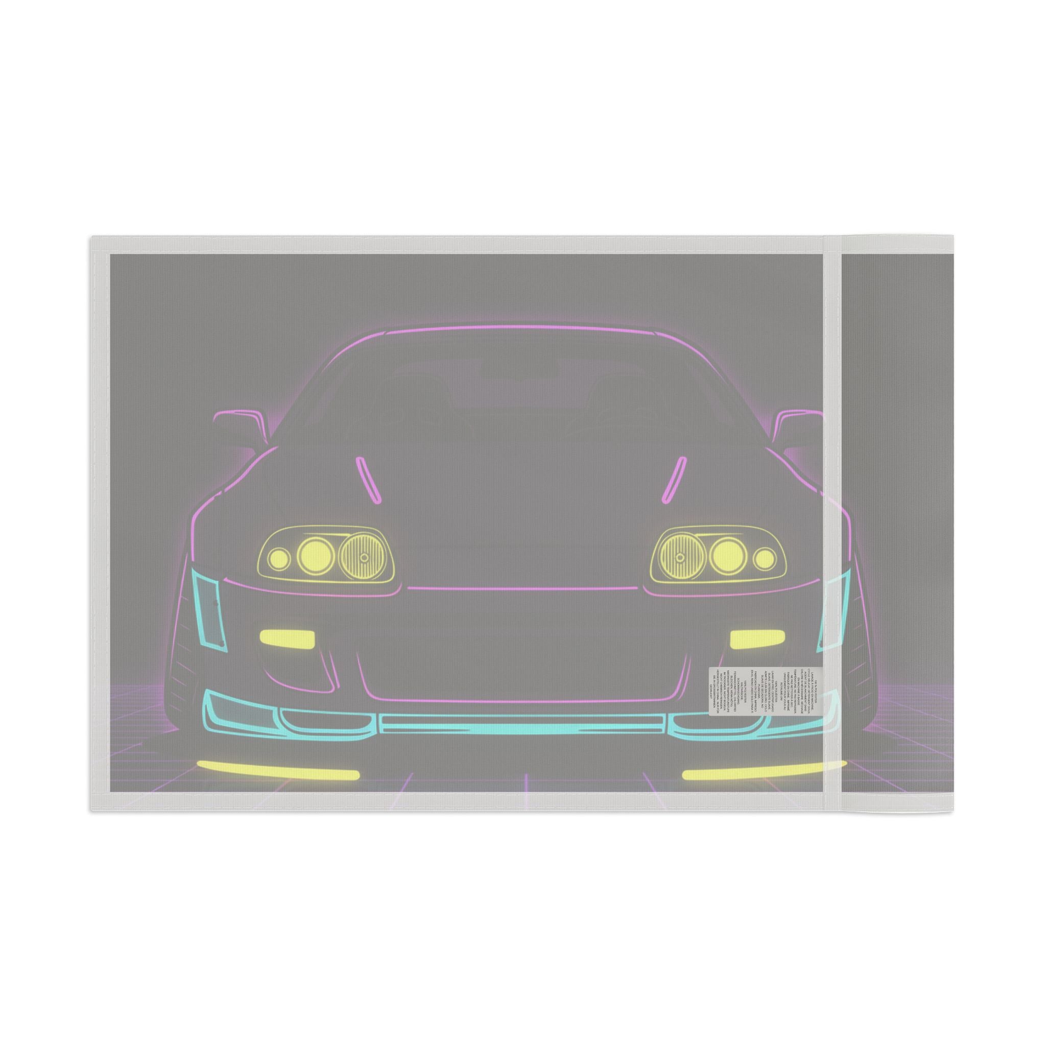 Toyota Supra MK4 Neon Synthwave Garage Flag