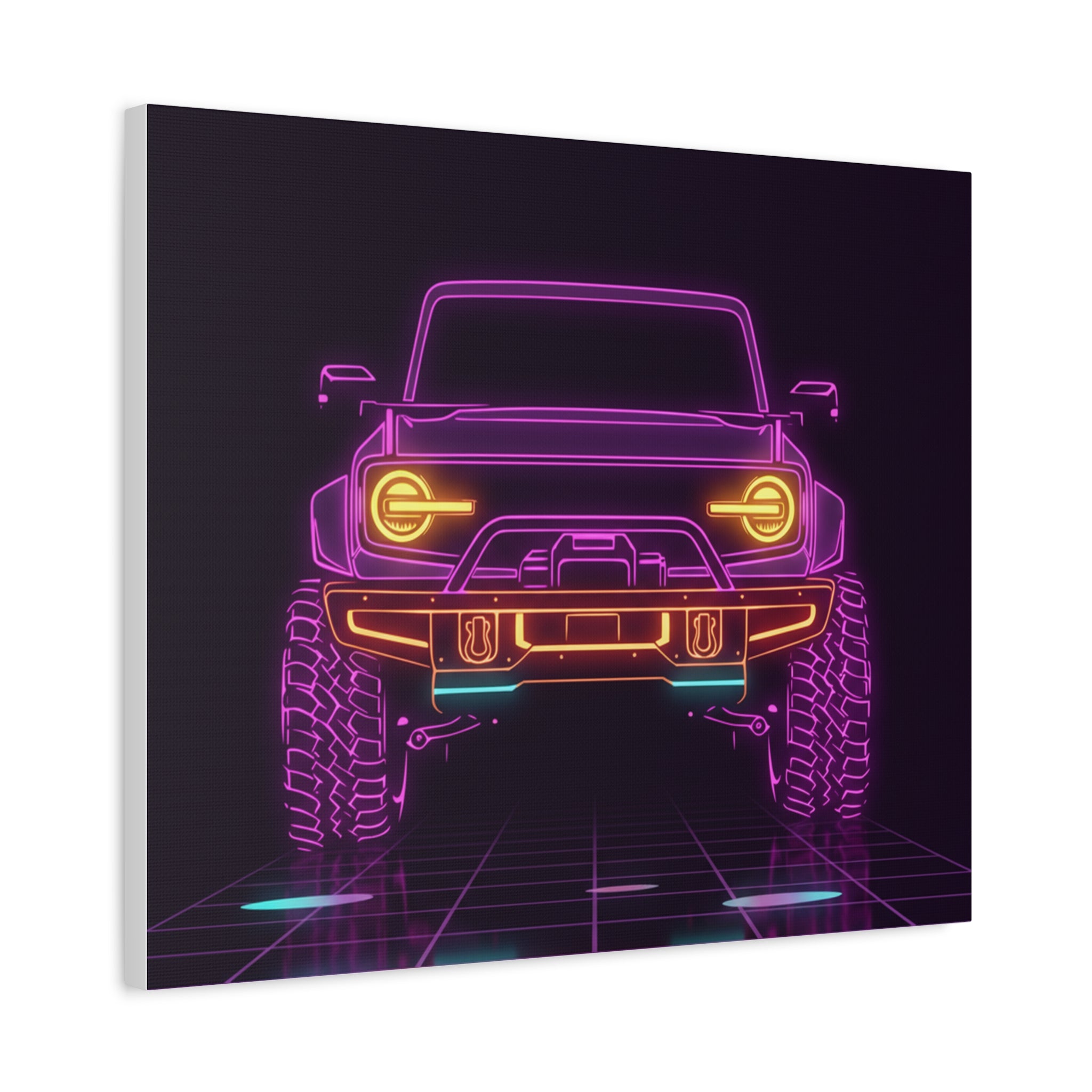 Ford Bronco (2021+) Neon Synthwave Canvas Wall Art