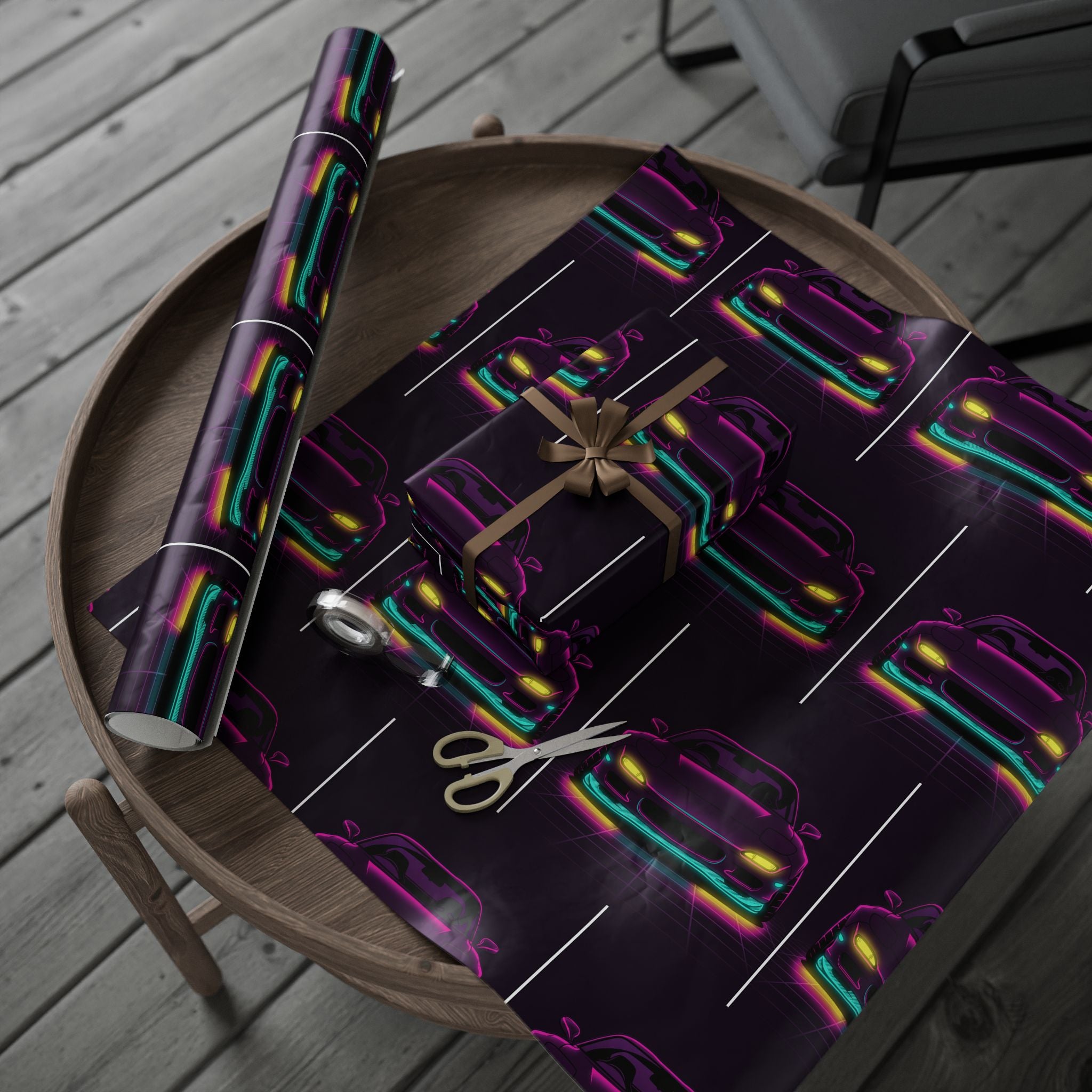 Mazda RX-7 FD Neon Synthwave Gift Wrapping Paper