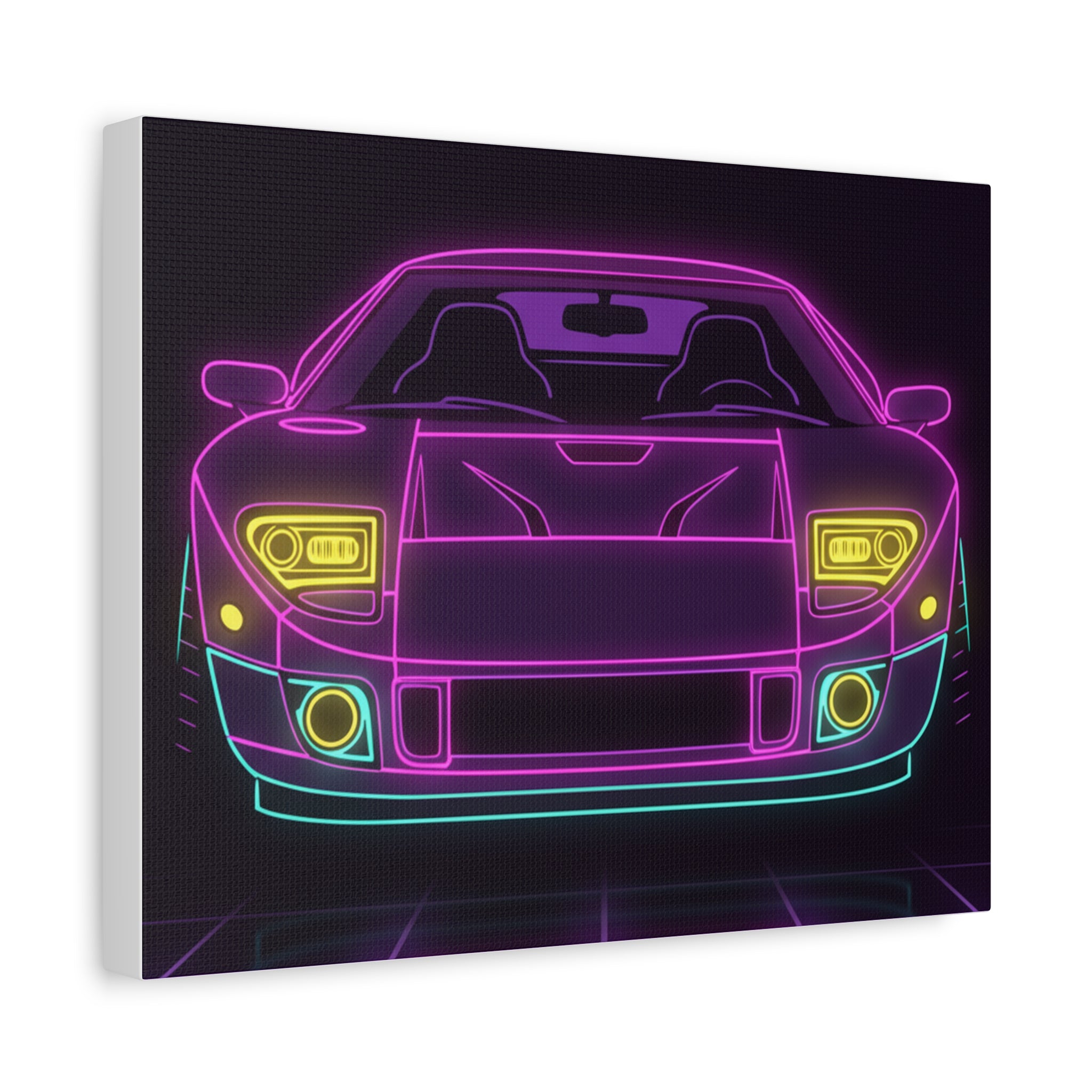 Ford GT40 (1964-69) Neon Synthwave Canvas Wall Art