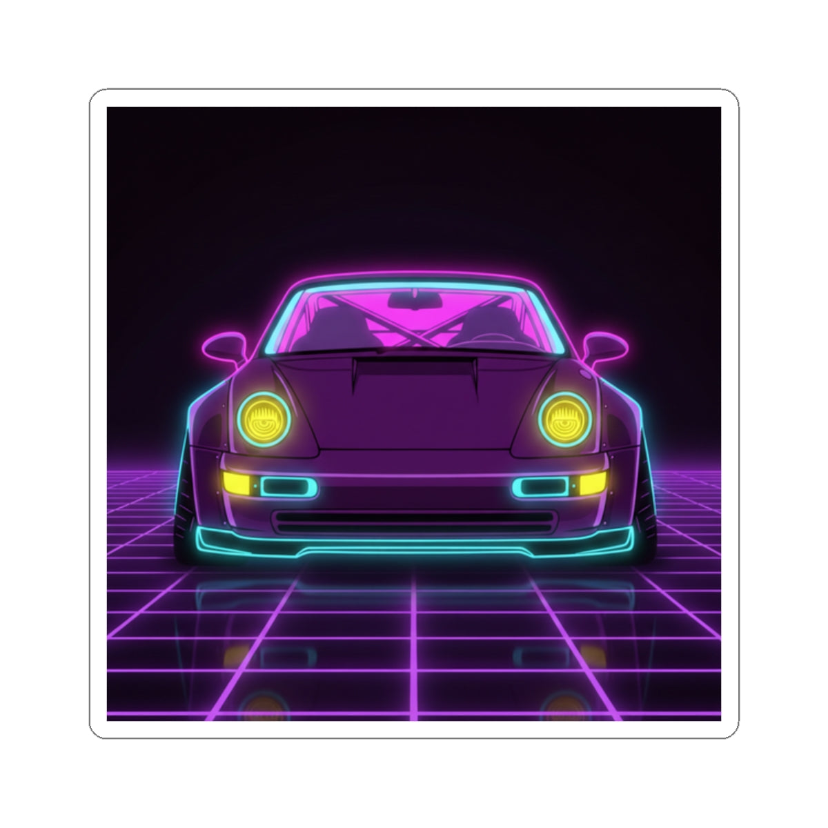 Porsche 964 Turbo Neon Synthwave Sticker
