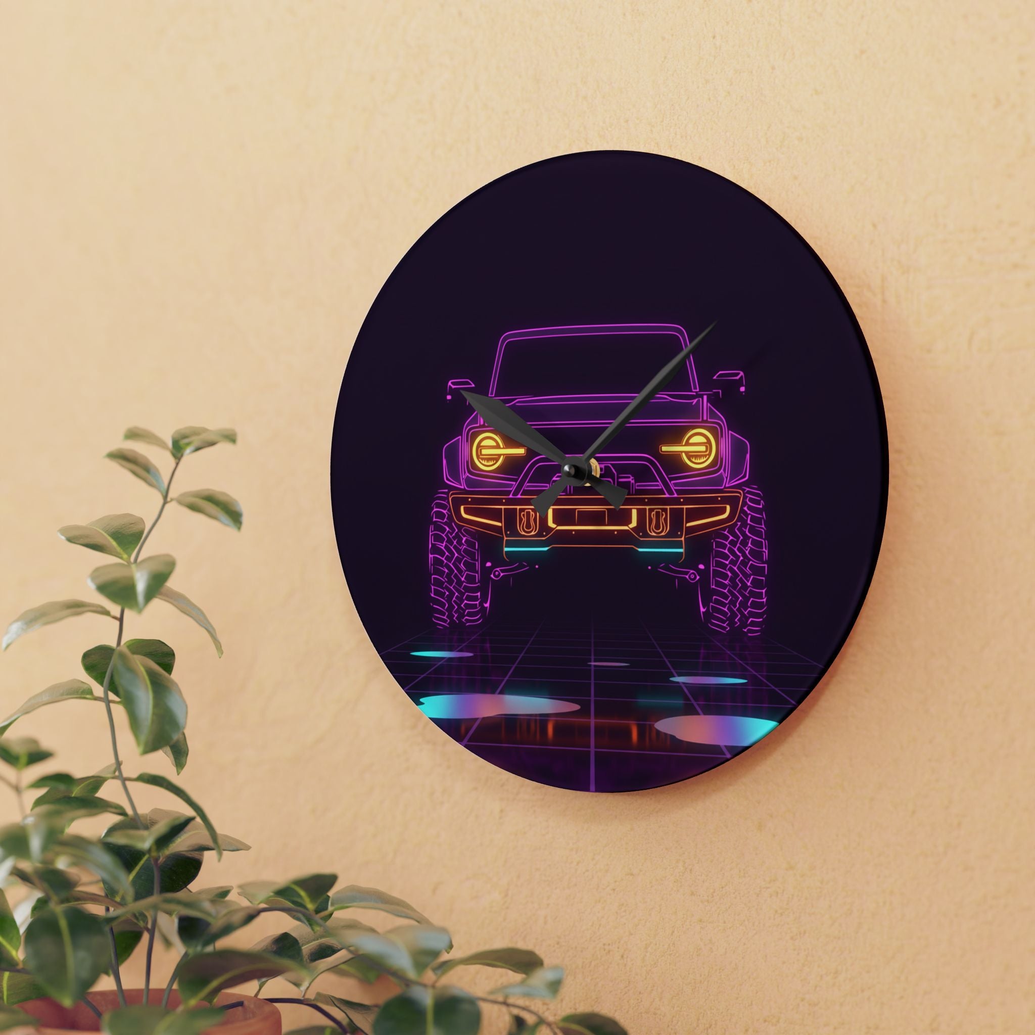 Ford Bronco (2021+) Neon Synthwave Wall Clock