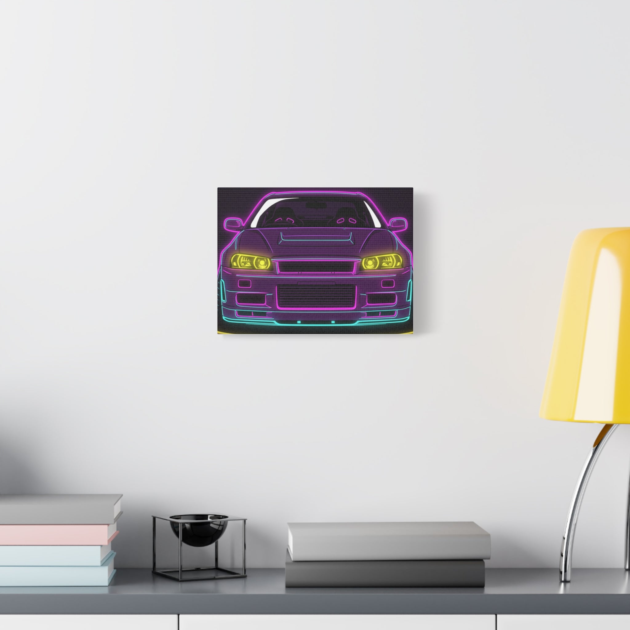 Nissan GT-R Neon Synthwave Canvas Wall Art