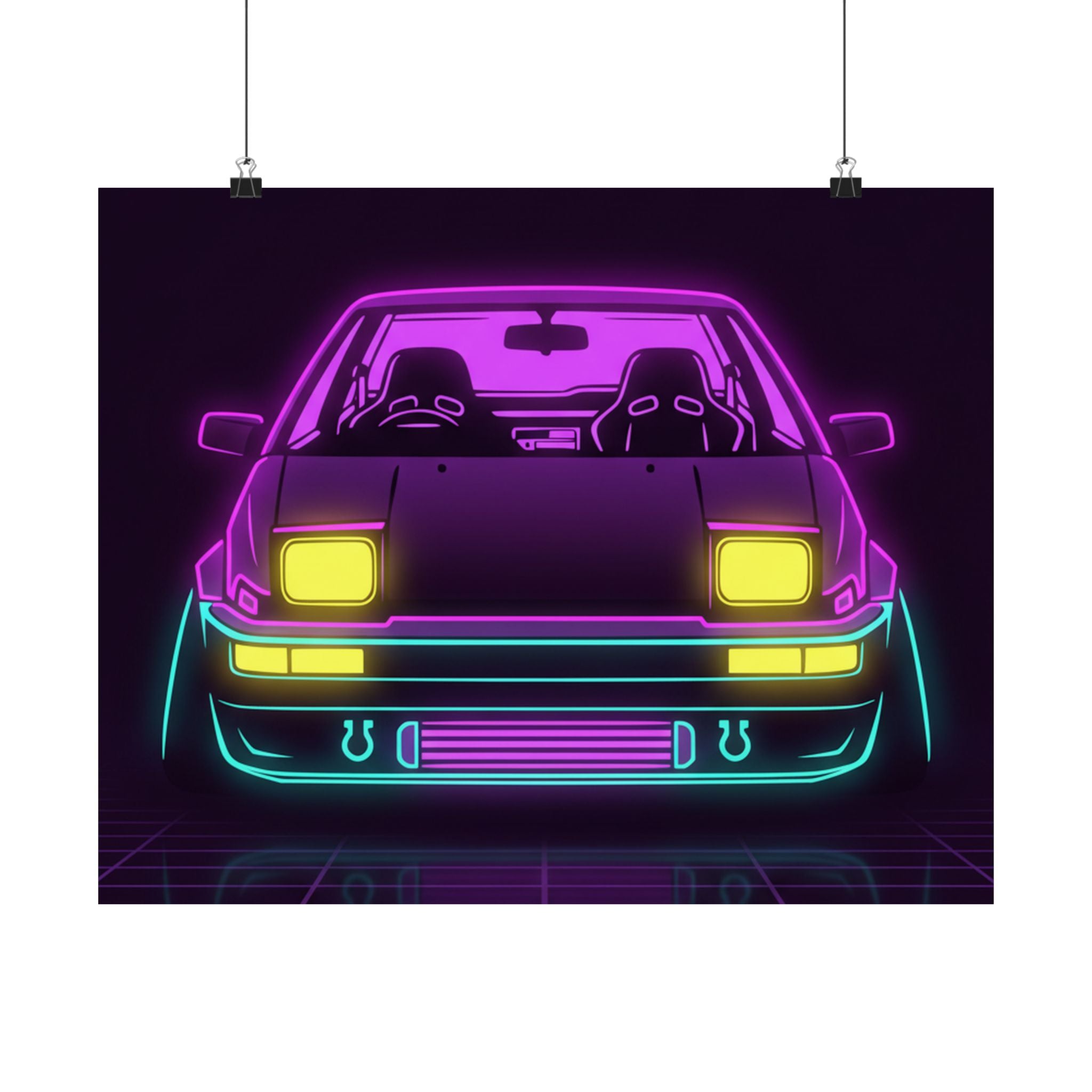 Toyota AE86 (1983-87) Neon Synthwave Poster
