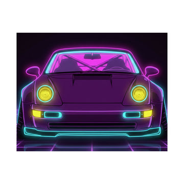 Porsche 964 Turbo Neon Synthwave Poster