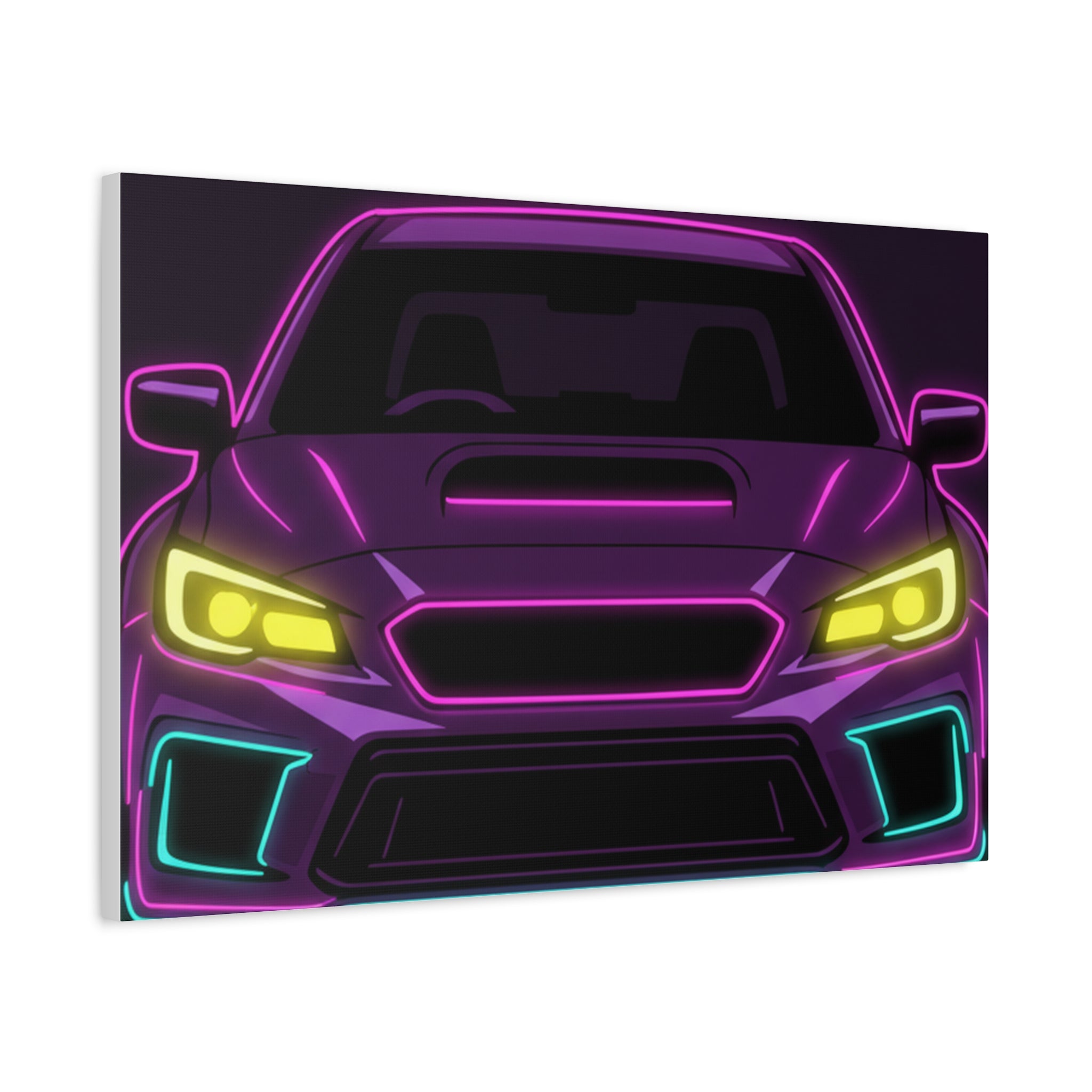 Subaru WRX STI Neon Synthwave Canvas Wall Art