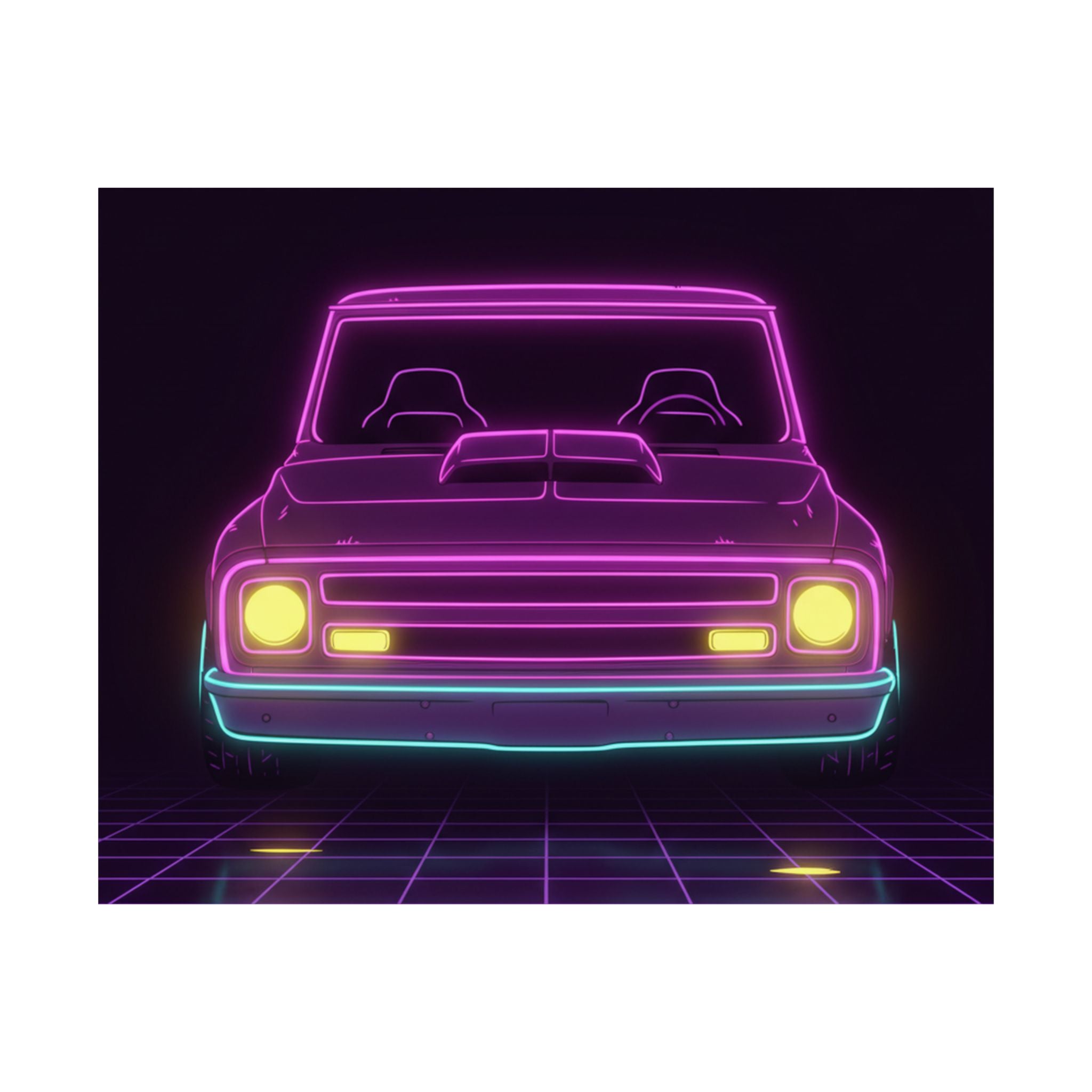 Chevy C10 Pickup (1967-72) Neon Synthwave Poster