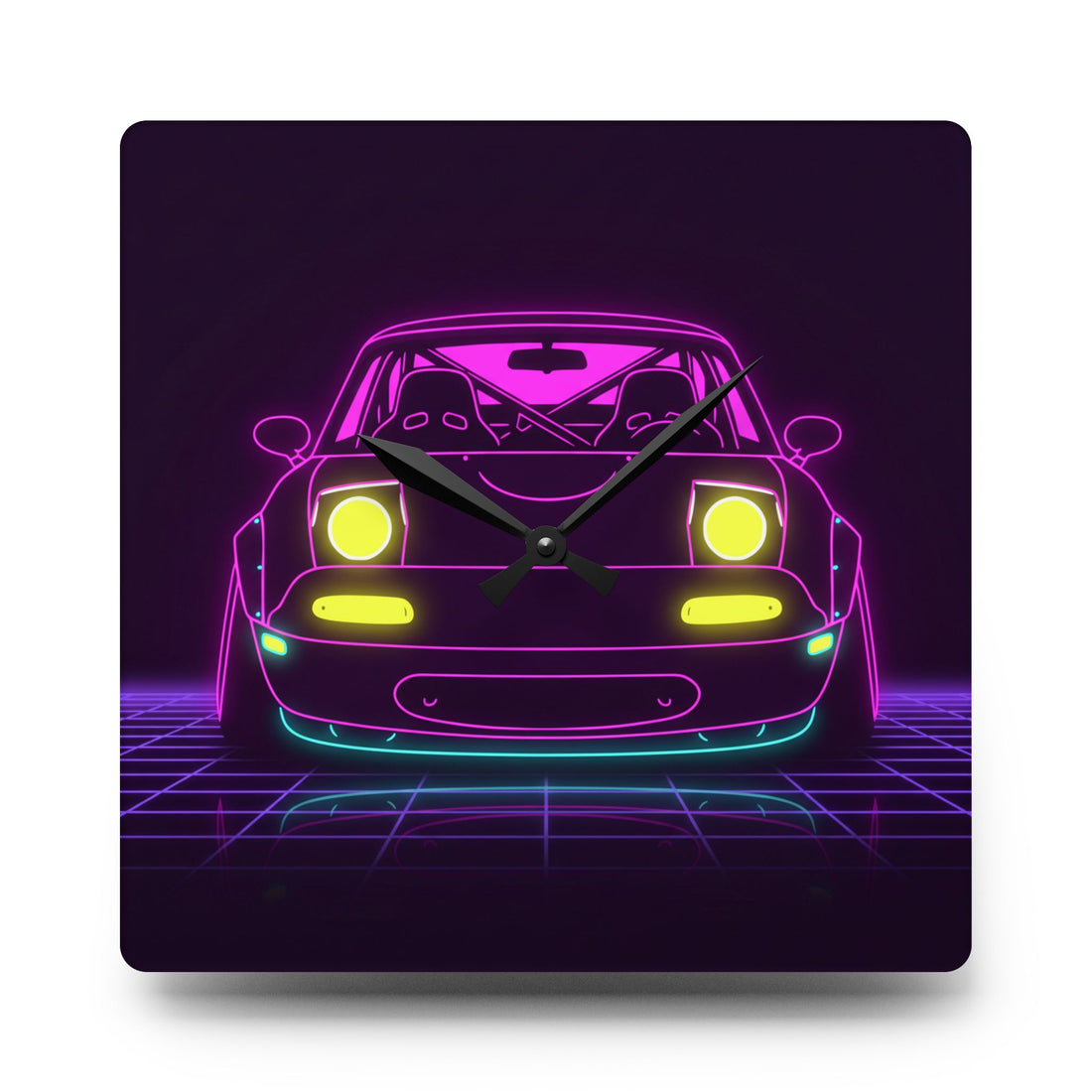 Mazda Miata NA (1989-97) Neon Synthwave Wall Clock