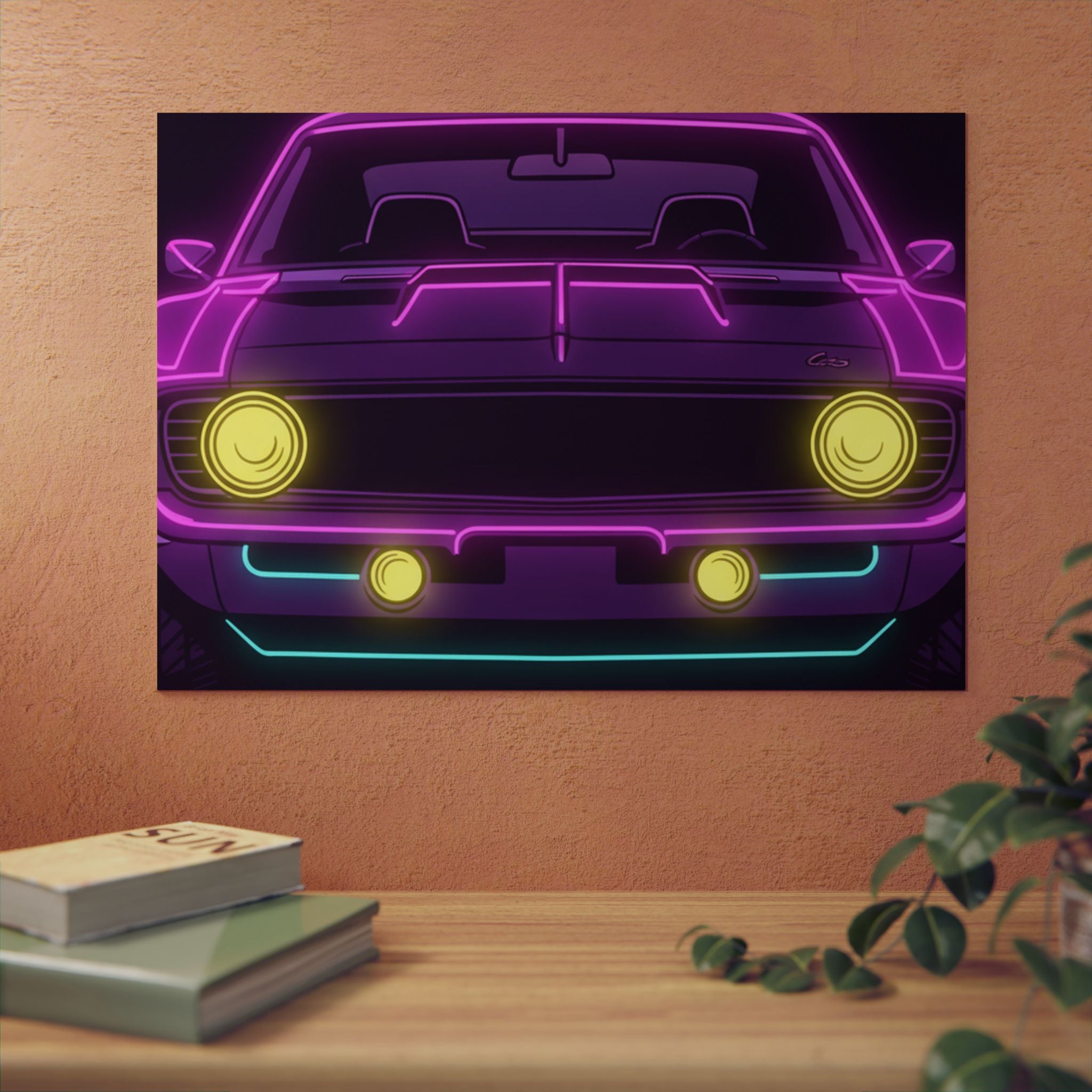 1969 Chevrolet Camaro SS Neon Synthwave Metal Wall Sign