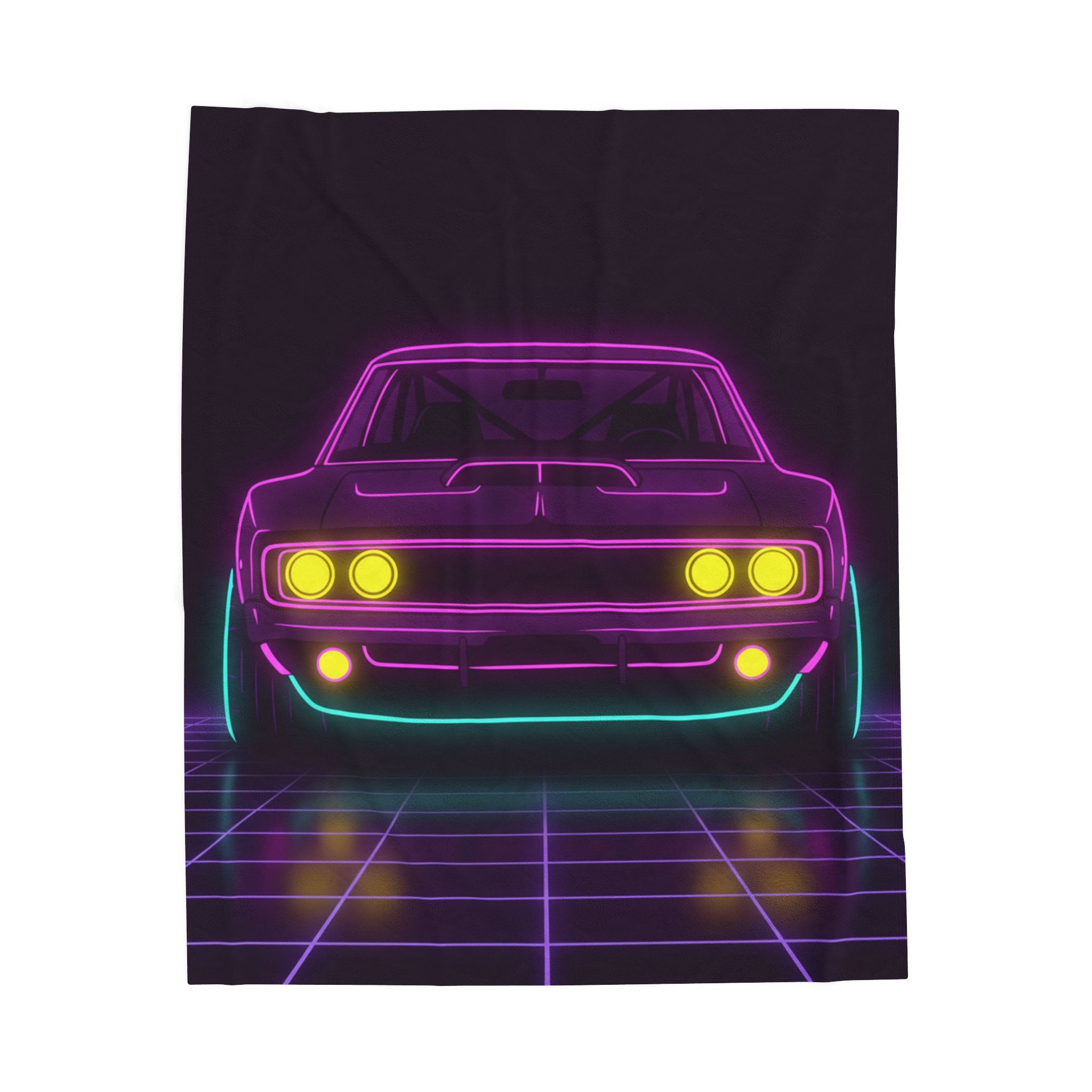 Dodge Charger R/T (1968-70) Neon Synthwave Velveteen Plush Blanket