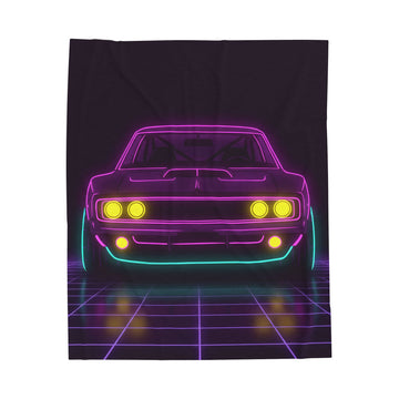 Dodge Charger R/T (1968-70) Neon Synthwave Velveteen Plush Blanket
