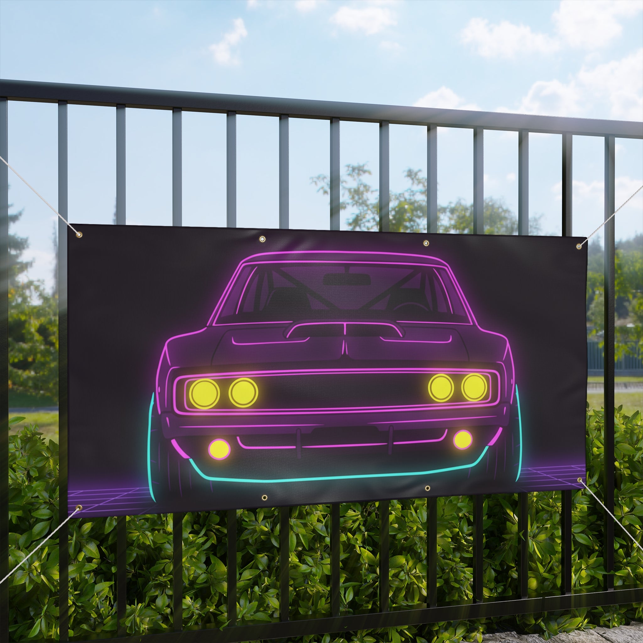 Dodge Charger R/T (1968-70) Neon Synthwave Banner
