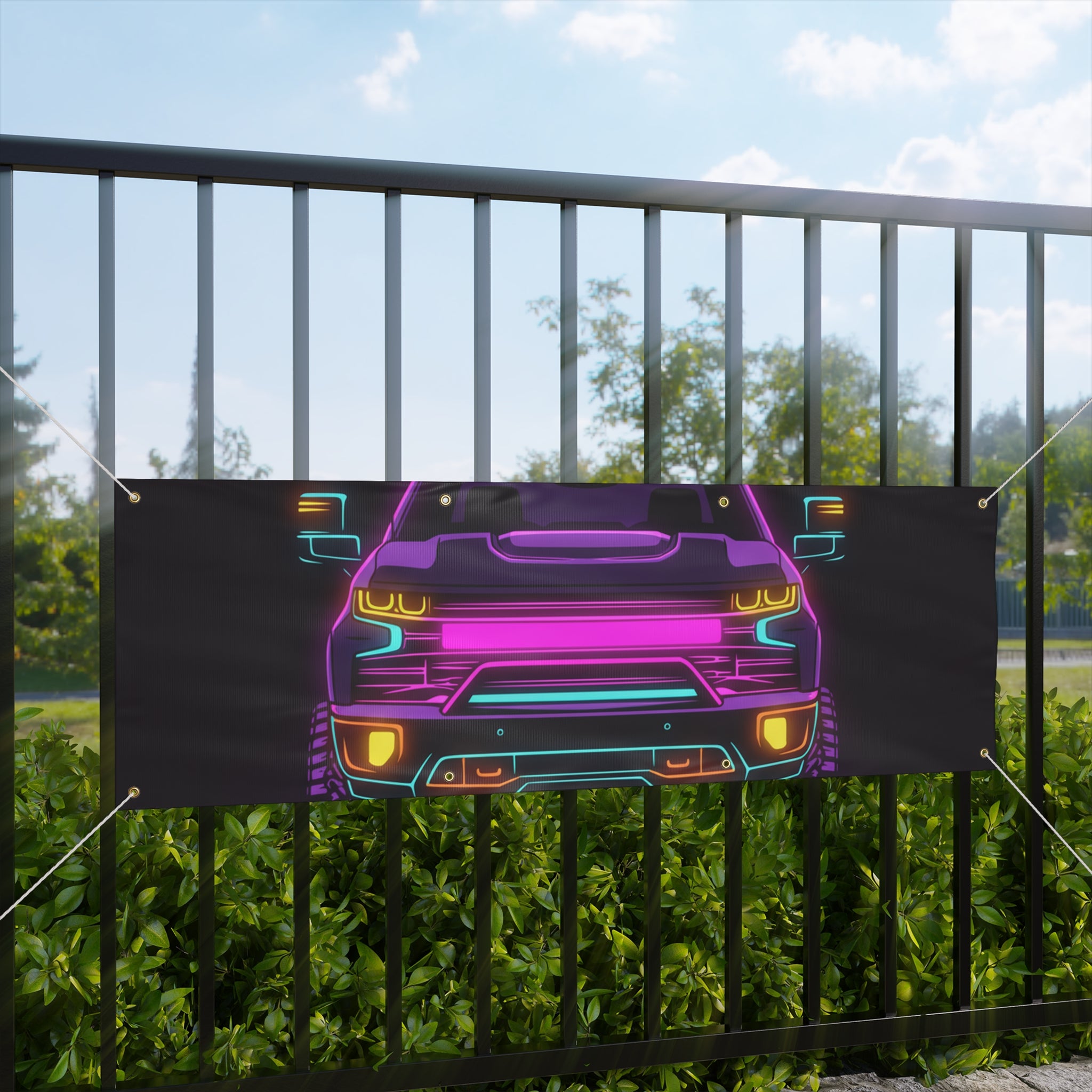 Chevy Silverado Trail Boss (2019+) Neon Synthwave Banner