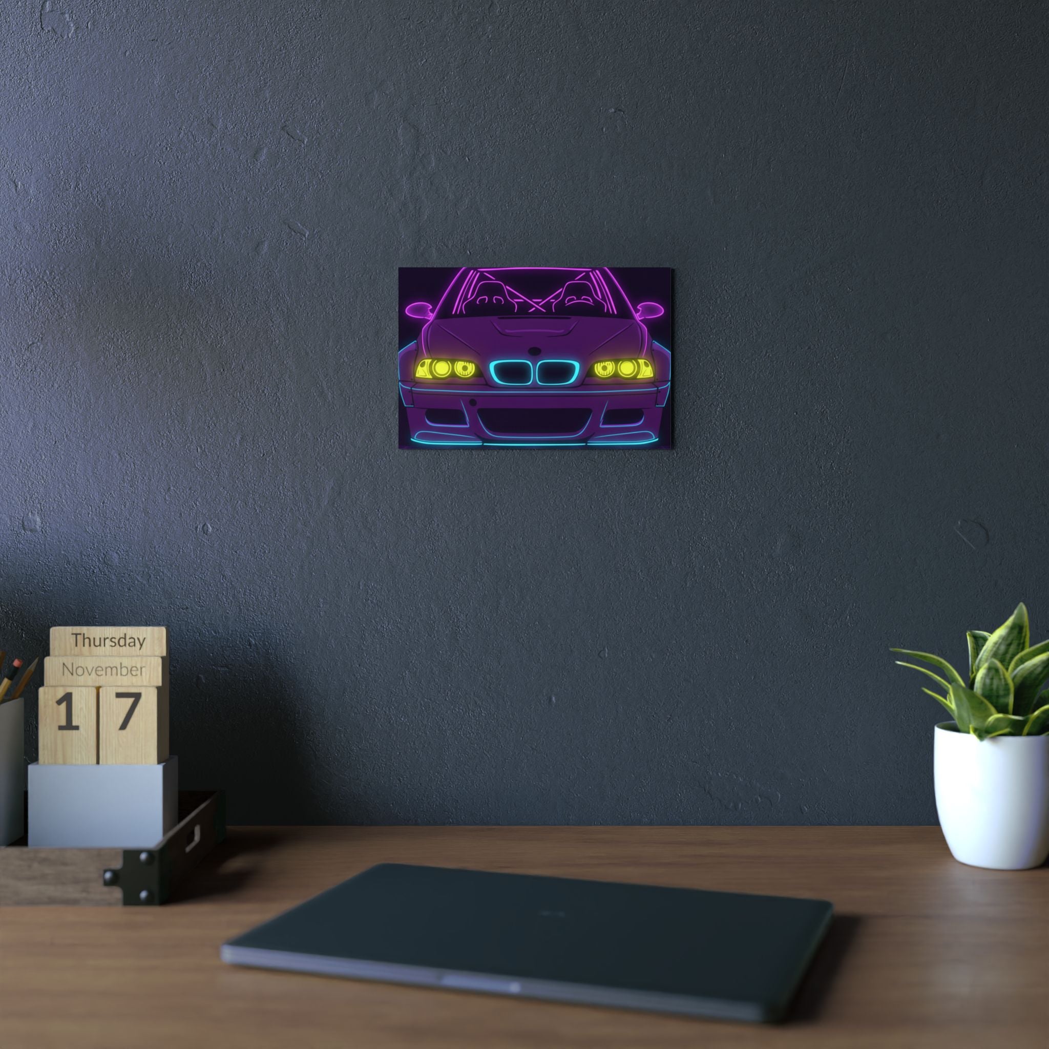 BMW E46 M3 (2000-06) Neon Synthwave Metal Wall Sign