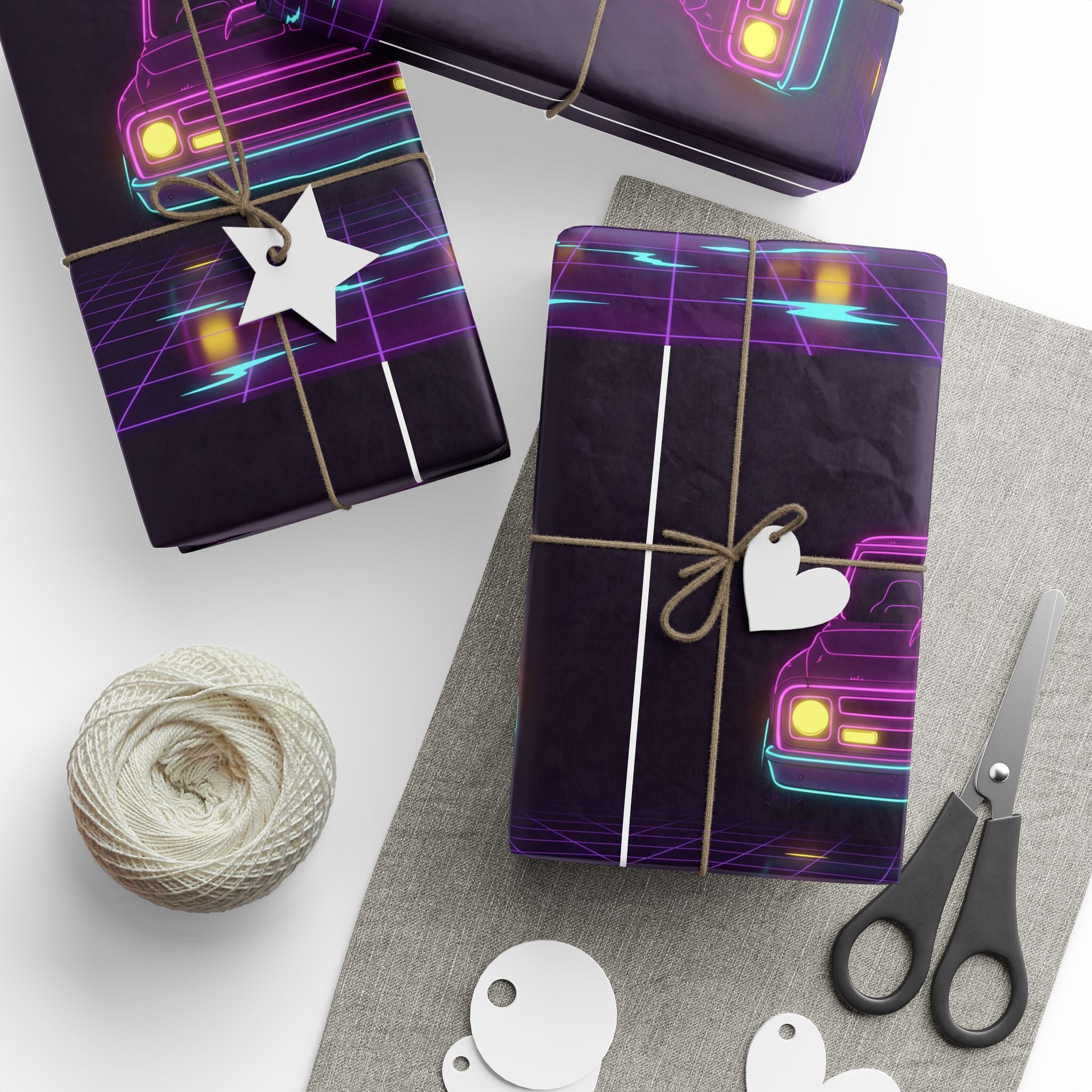 Chevy C10 Pickup (1967-72) Neon Synthwave Gift Wrapping Paper