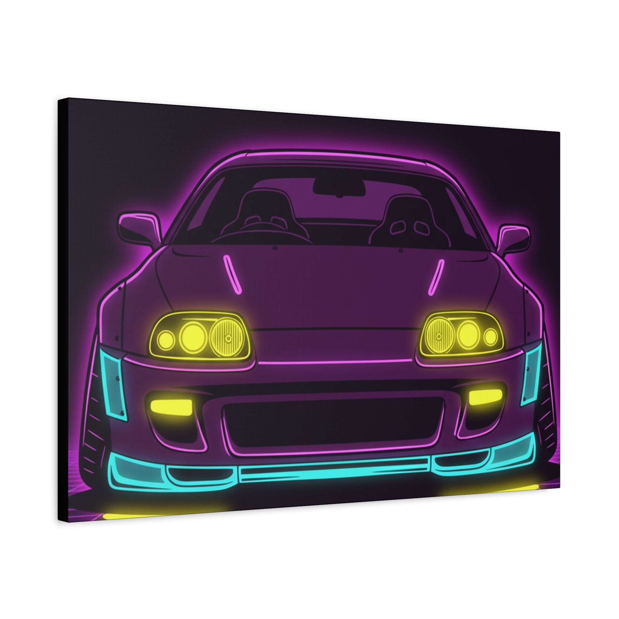 Toyota Supra MK4 Neon Synthwave Canvas Wall Art