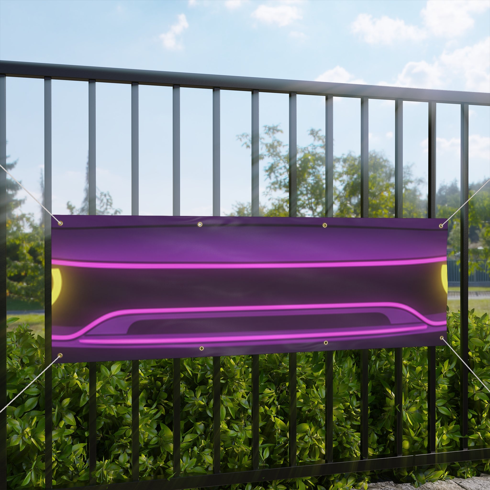 Dodge Challenger SRT Hellcat Neon Synthwave Banner