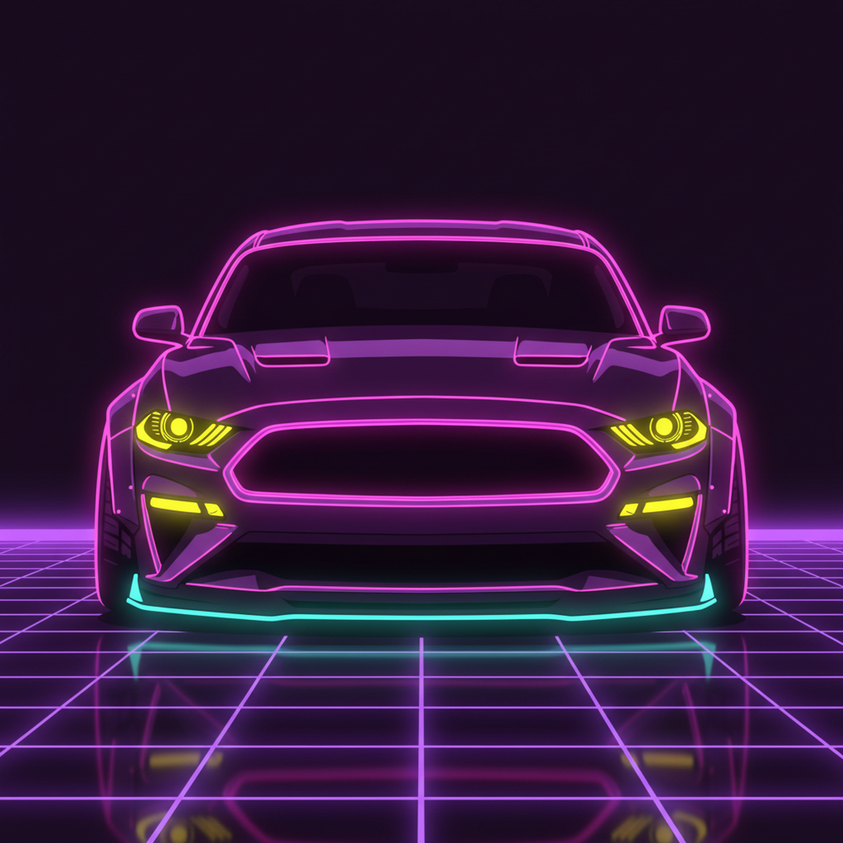 Ford Mustang GT — Vice Neon Synthwave Art